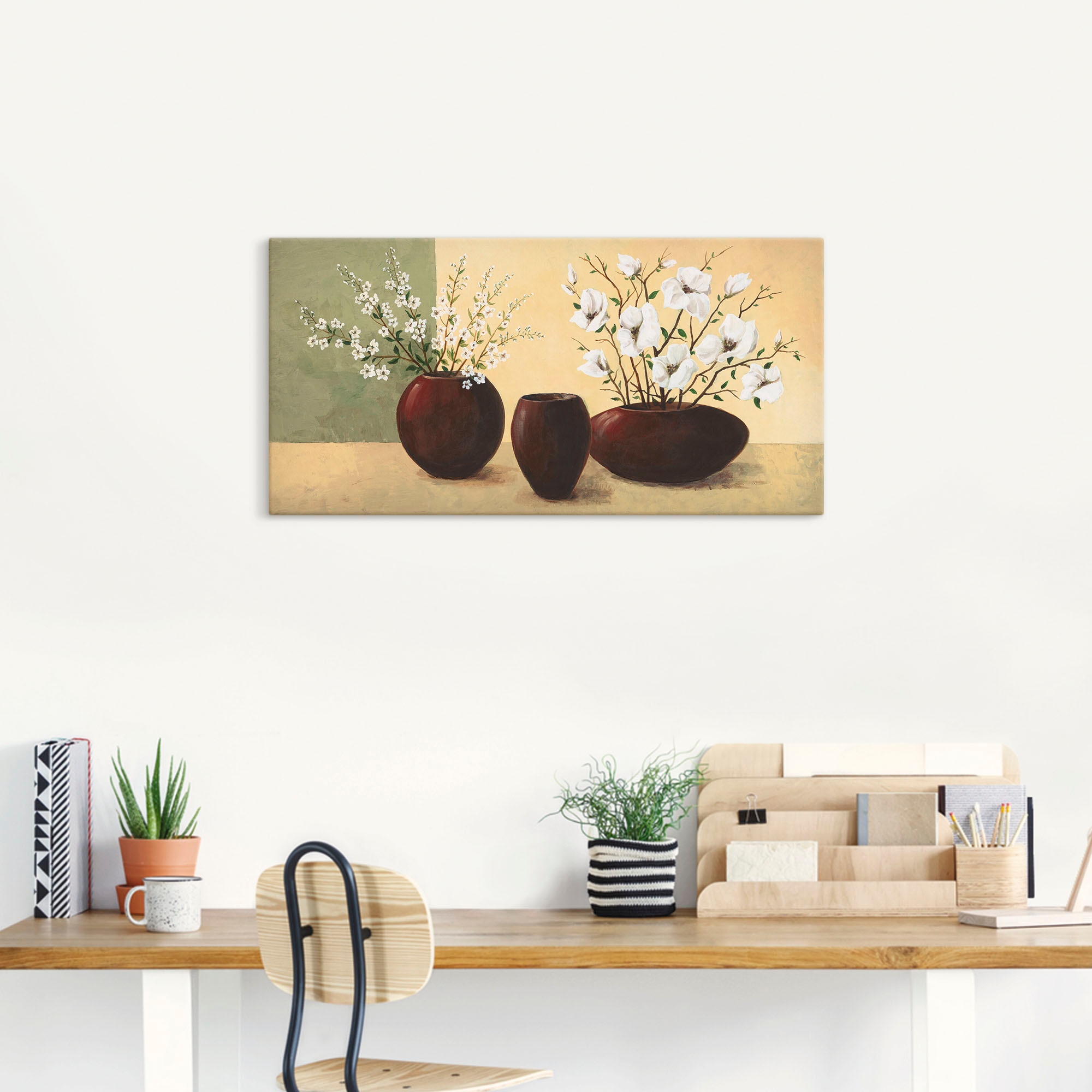 Artland Leinwandbild »Magnolien« Vasen & Töpfe 1 Stk. tlg. auf Holzrahmen gespannt