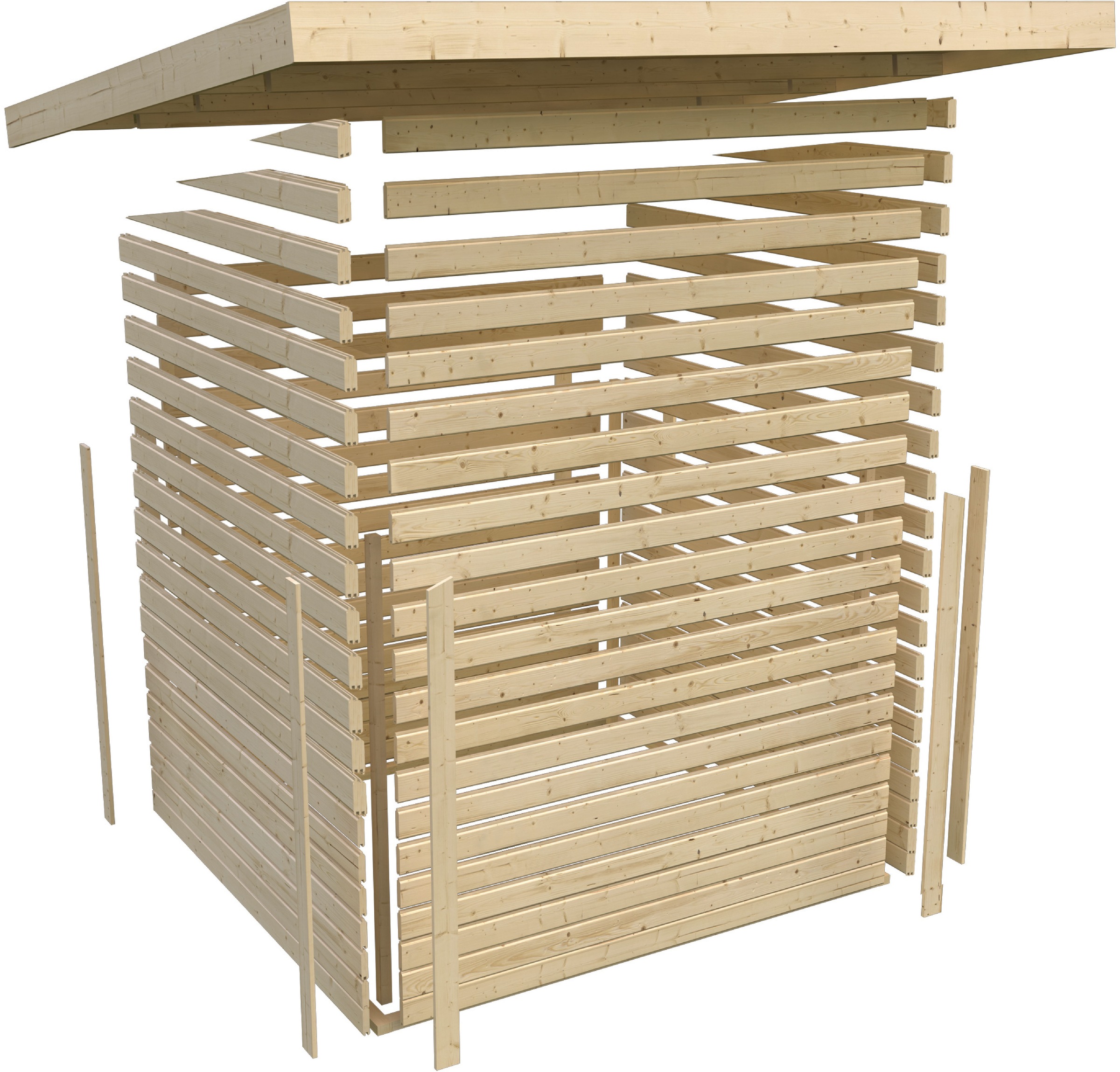 Karibu Saunahaus »»Simon 1« mit moderner Tür, terragrau mit Fenster« Set, 