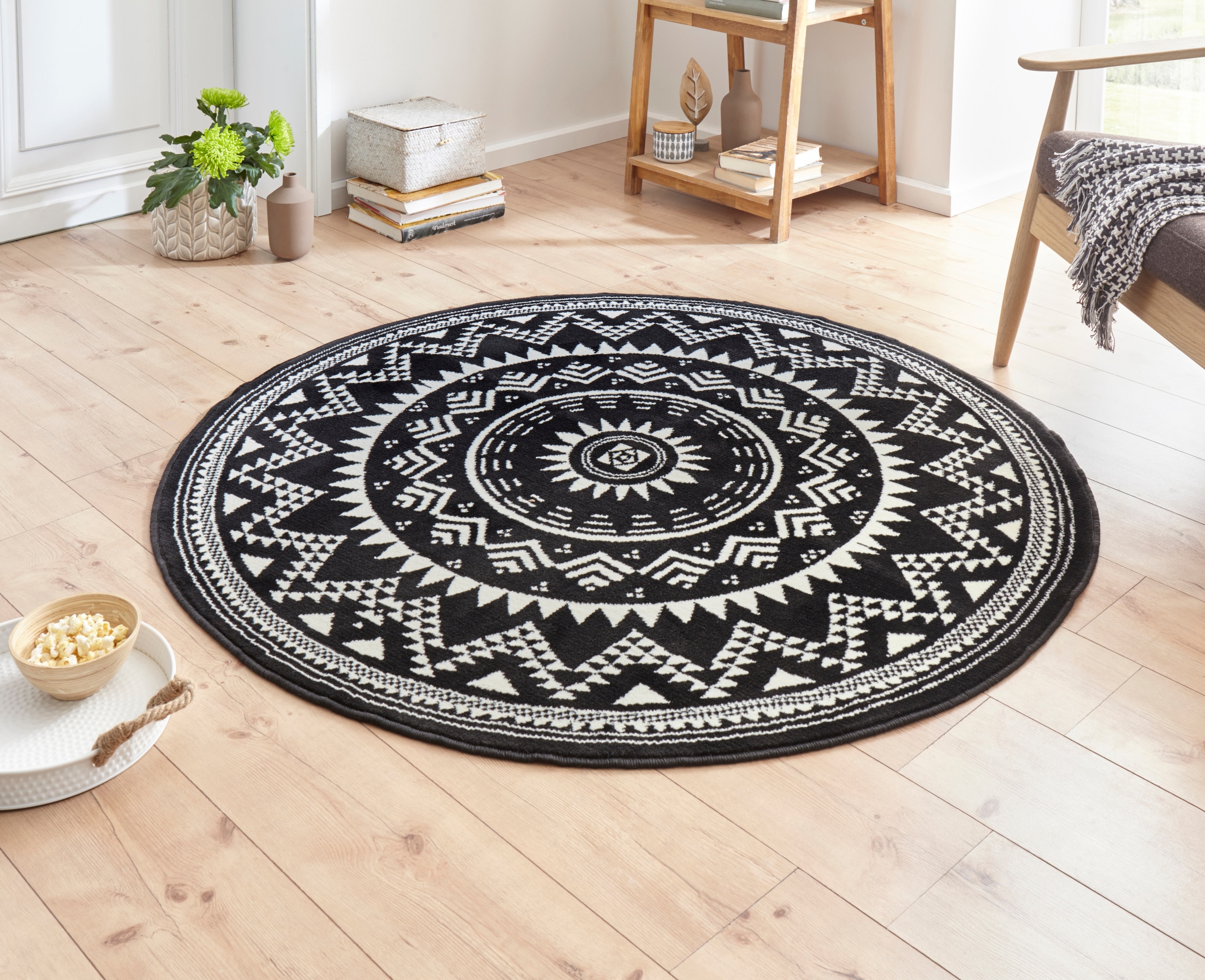 HANSE Home Teppich »Valencia«, rund, 9 mm Höhe, Kurzflor, Modern, Vintage, Mandala, Wohnzimmer,...