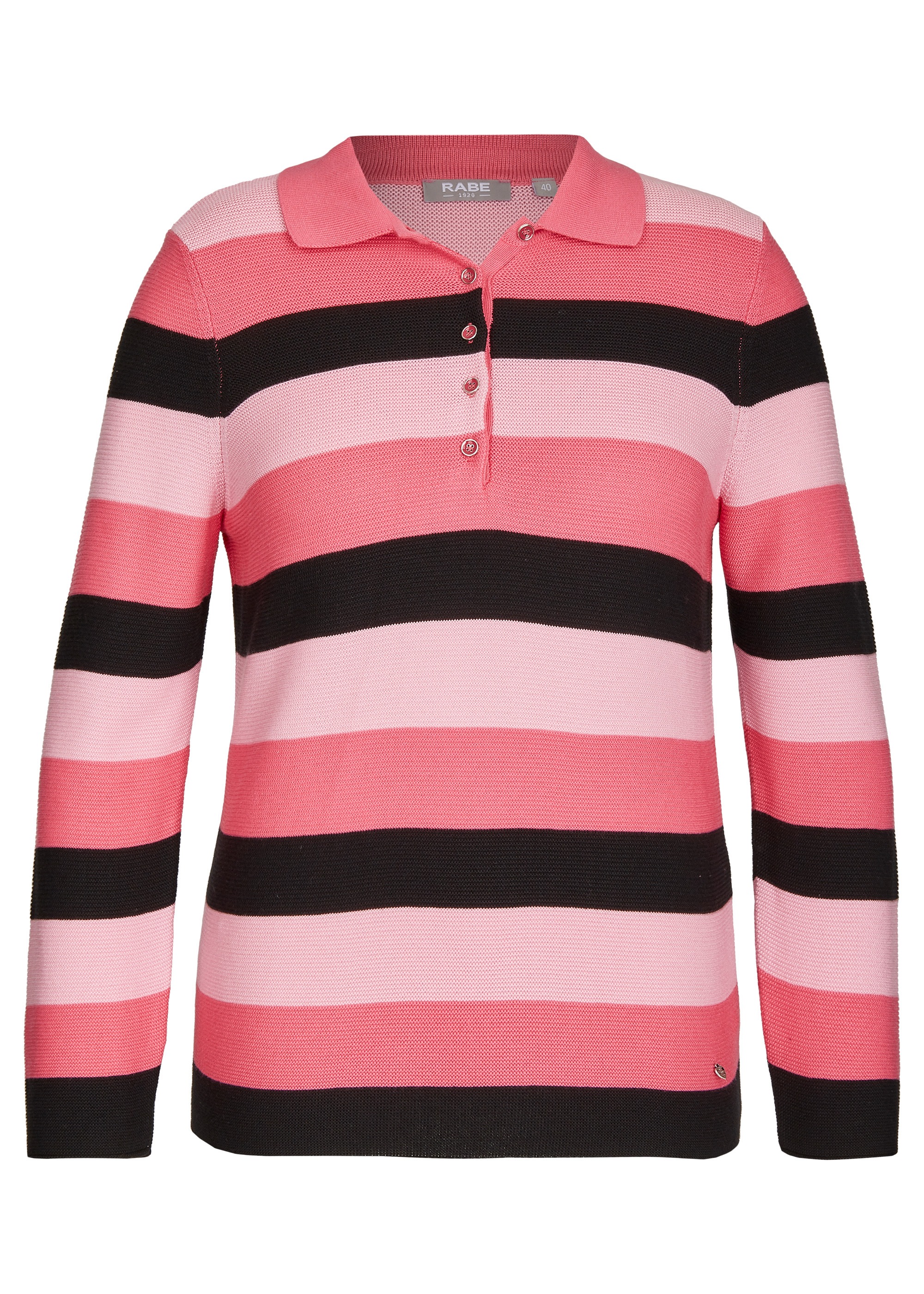Rabe Pullover mit Polokragen und schimmernder Knopfleiste