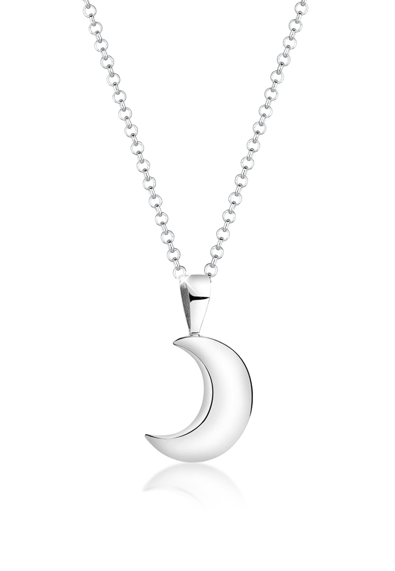 Nenalina Kette mit Anhänger »Halskette Halbmond Sichel Astro Trend Gebürstet 925 Silber«