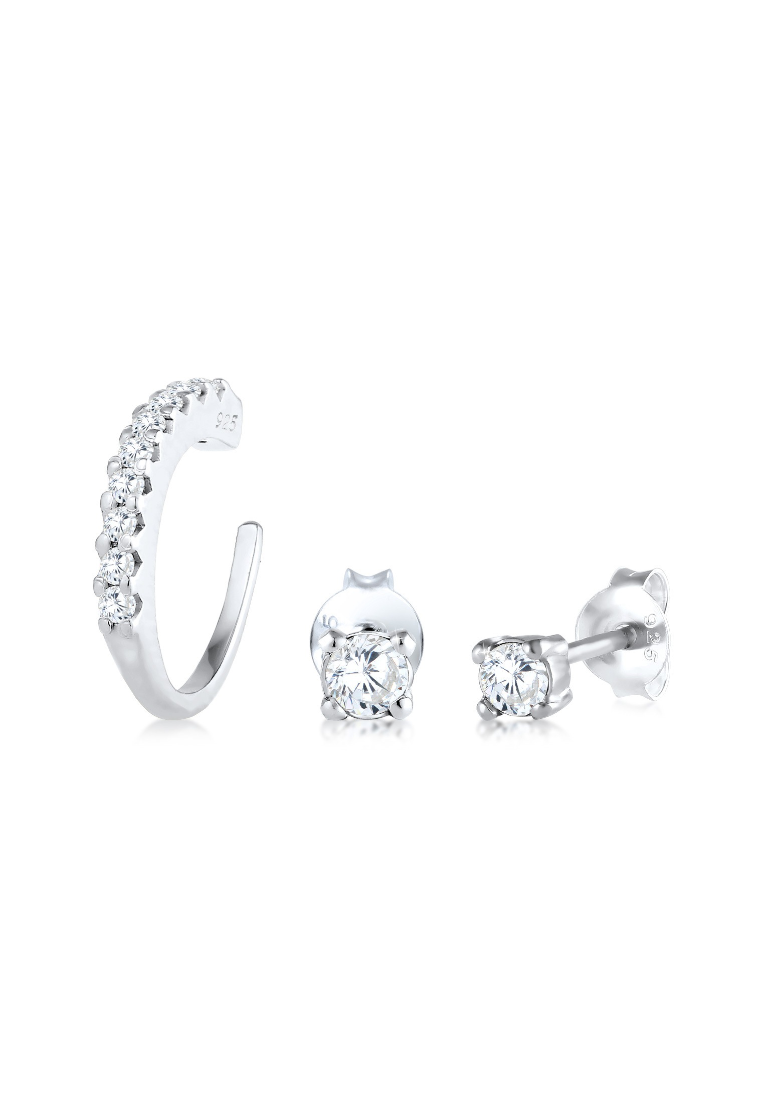 Elli Ohrstecker-Set »Ohrringe Ohrstecker Earcuff Zirkonia Set 925 Sterling Silber«