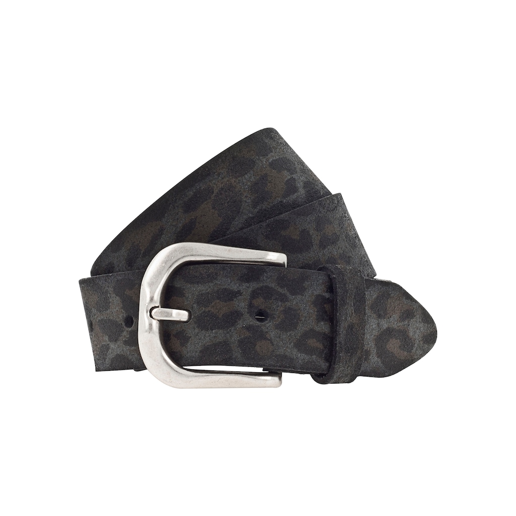 Vanzetti Ledergürtel, mit dunklen Airbrushkanten, Animal-Print, schlichte Dornschließe
