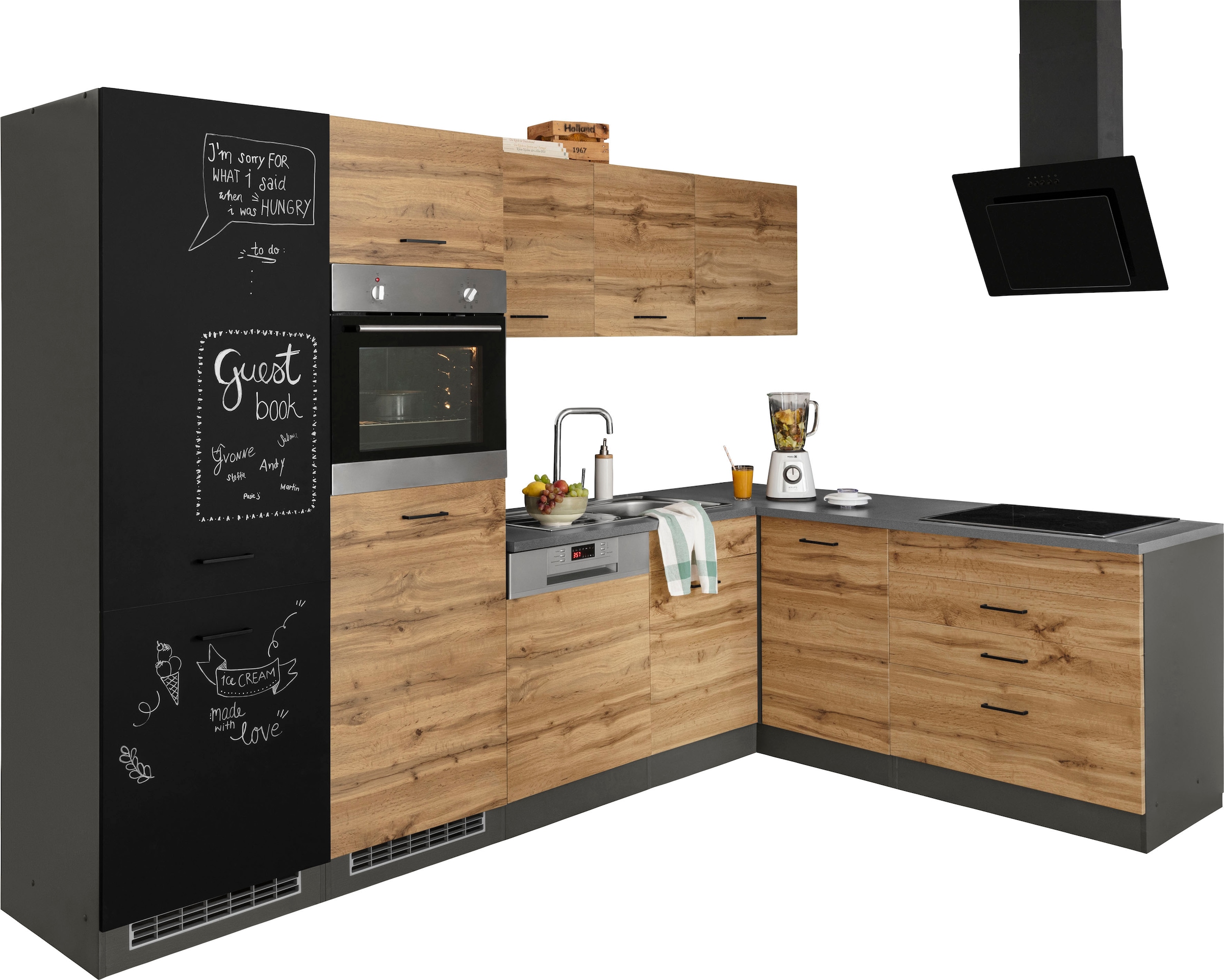 KOCHSTATION Winkelküche »KS-Trier« mit E-Geräten, Stellbreite 290/190 cm