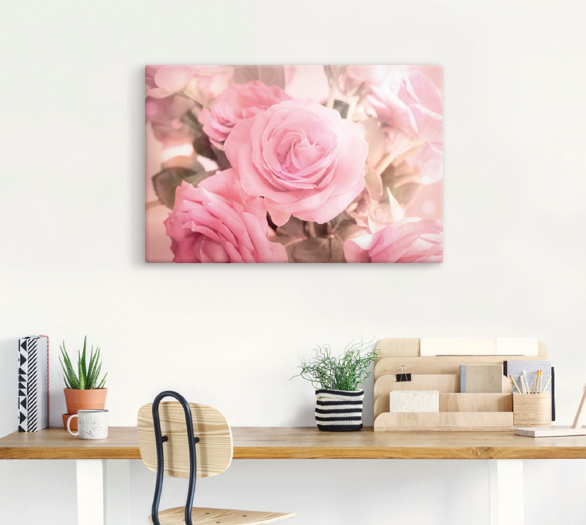 Artland Leinwandbild »Rosarosenbouquet« Blumen 1 Stk. tlg. auf Holzrahmen gespannt