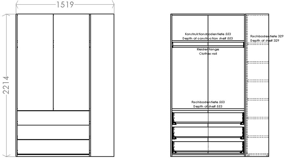 bestellen bei Müller montierbar Variante Schubladen, oder »Modular 3 LIVING Plus geräumige Kleiderschrank OTTO 1«, Anbauregal SMALL rechts links