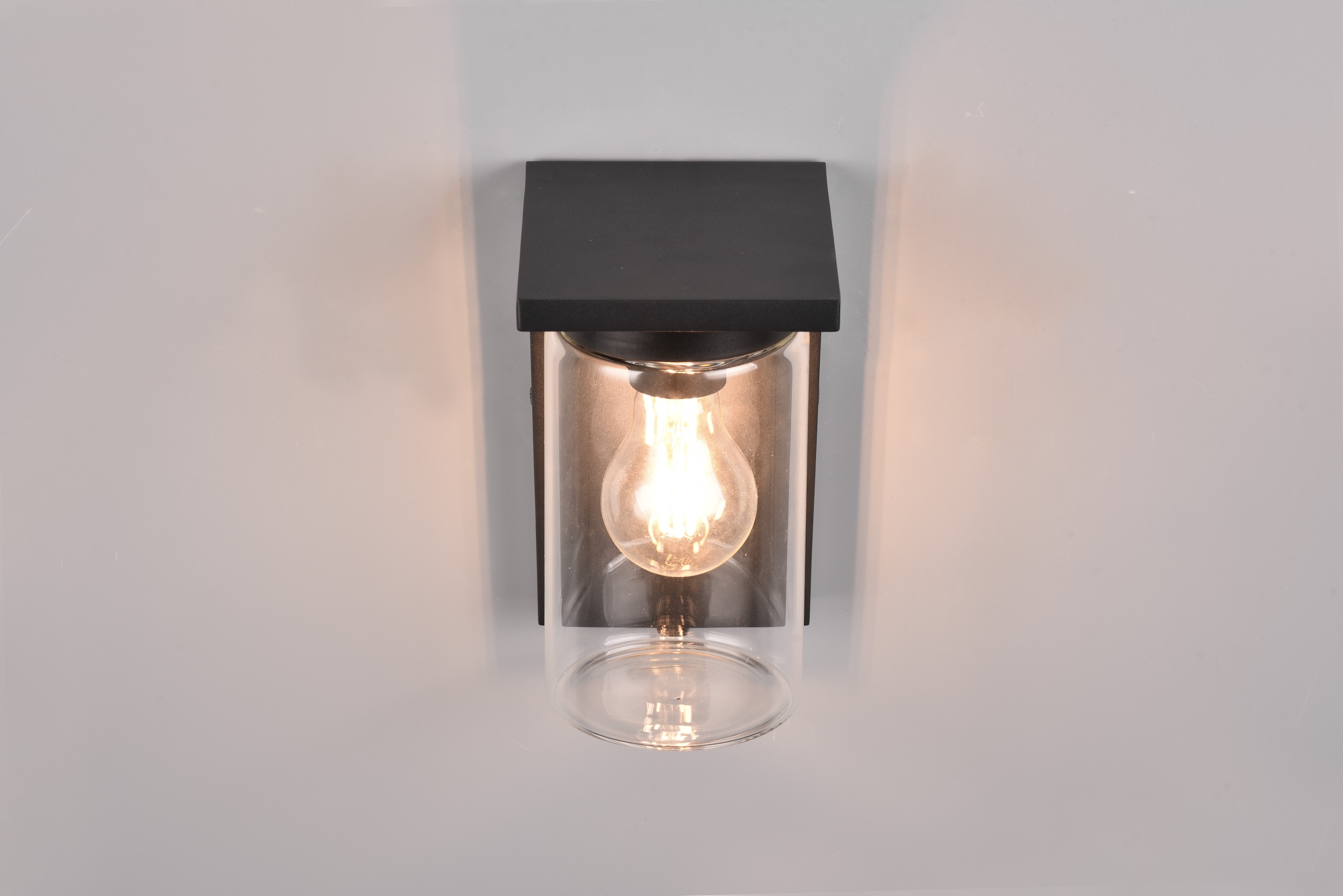 TRIO Leuchten Außen-Wandleuchte »ARDILA, Outdoor Fassadenleuchte mit Glasschirm, Dämmerungssensor« E27 1 Stk. warmweiß - kaltweiß exkl 1x E27 max 40W, IP44, Wandlampe für Hauswand Garten Terrasse