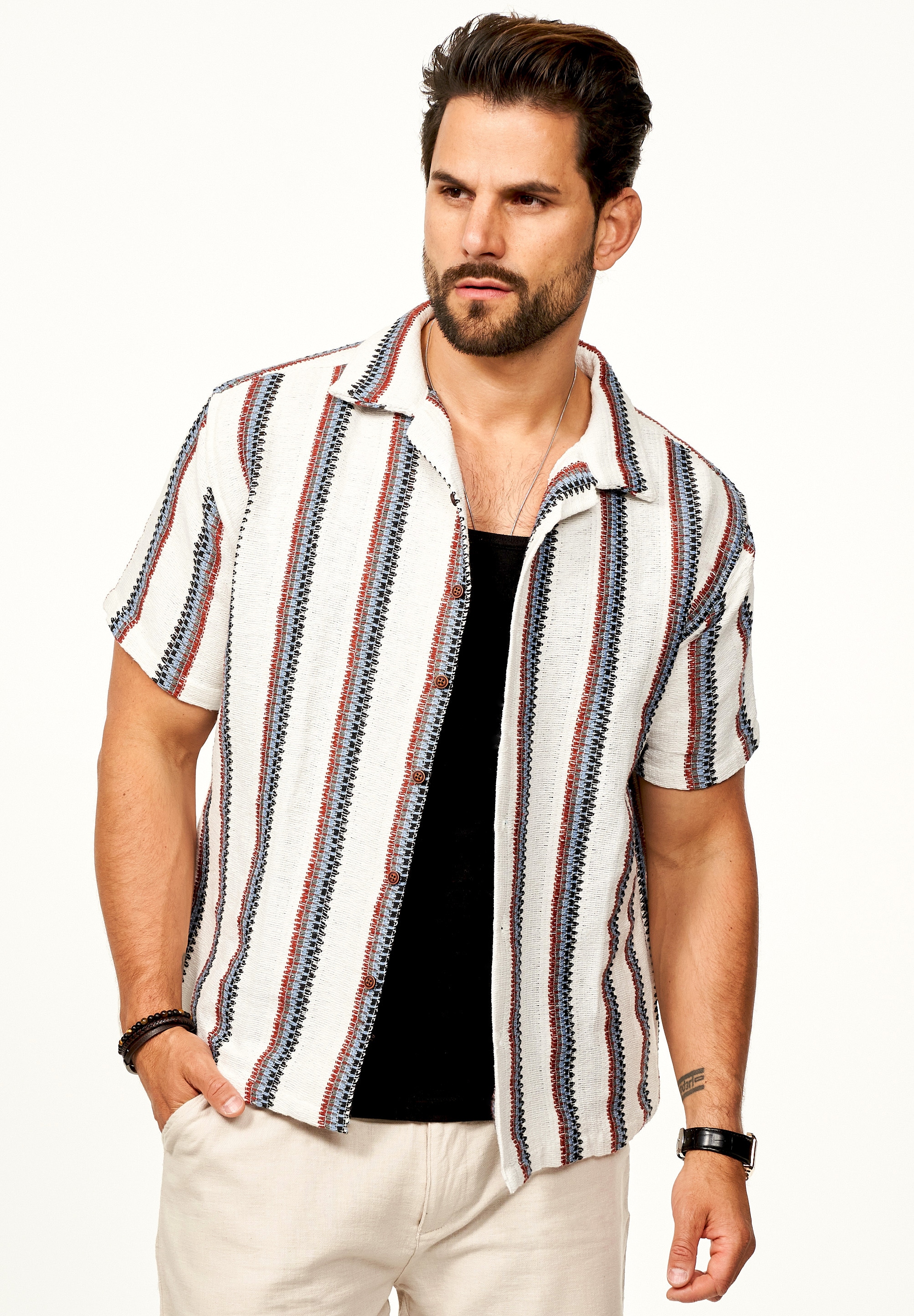 SOULSTAR Kurzarmhemd »Freizeithemd als Kurzam Strick Hemd im Retro-Look - Strick Polo-Hemd Overshirt im Regular-Fit für Herren« Herren Strick Polo-Hemd Overshirt im Regular-Fit T-Shirt