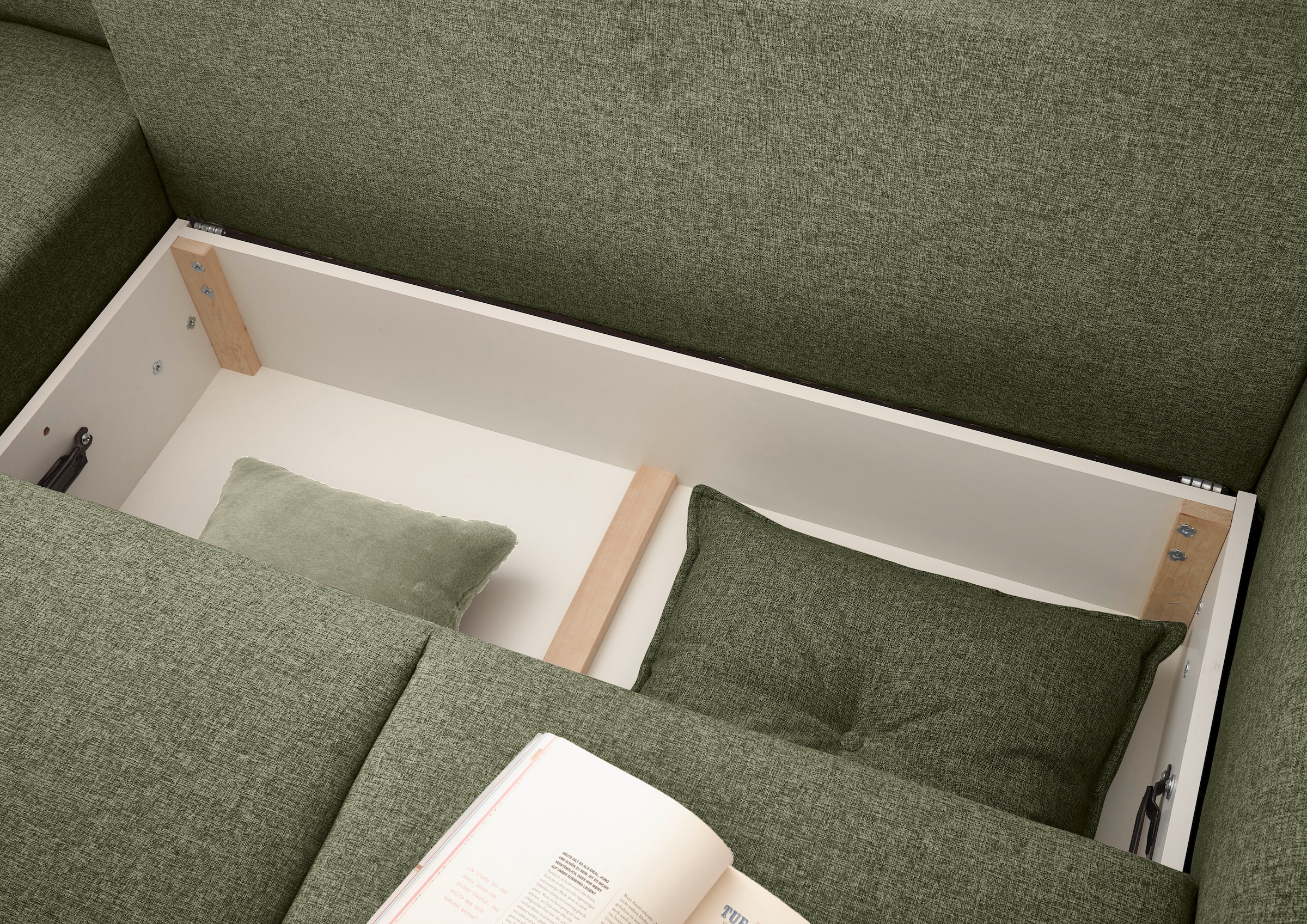ED EXCITING DESIGN Ecksofa »Pamplona L-Form«, mit Bettfunktion, Bettkasten & Zierkissen