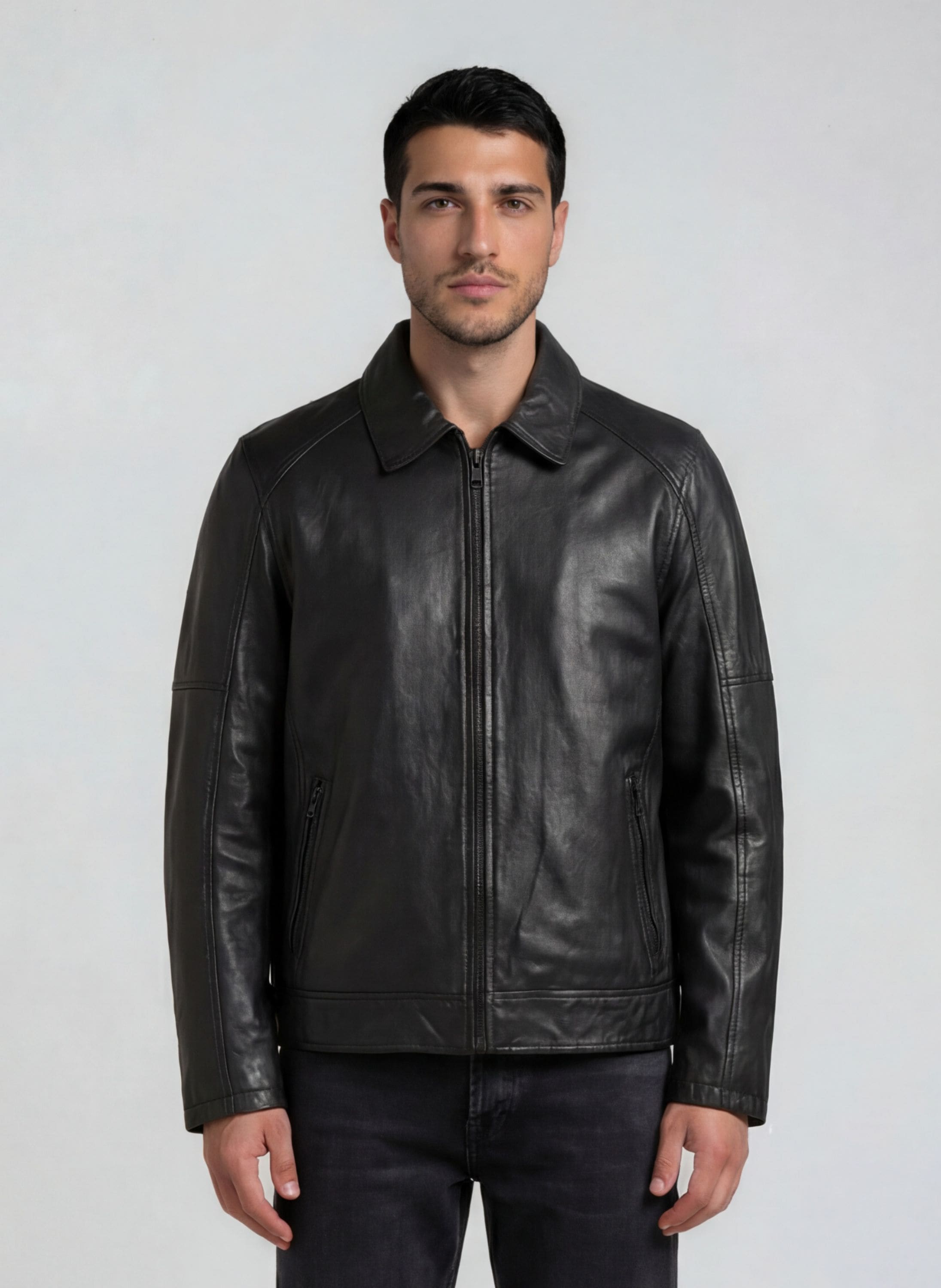 trueprodigy Lederjacke »Gael diverse schwarze Reißverschlüsse im Blouson Schnitt« ohne Kapuze