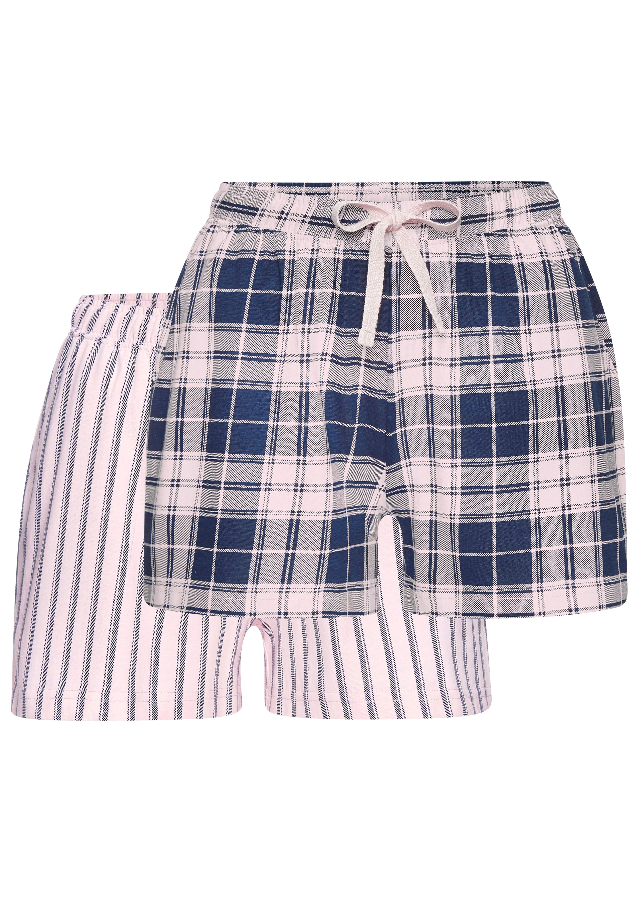 Vivance Dreams Pyjamashorts, (Packung, 2 tlg.), Mit Streifen und Karos