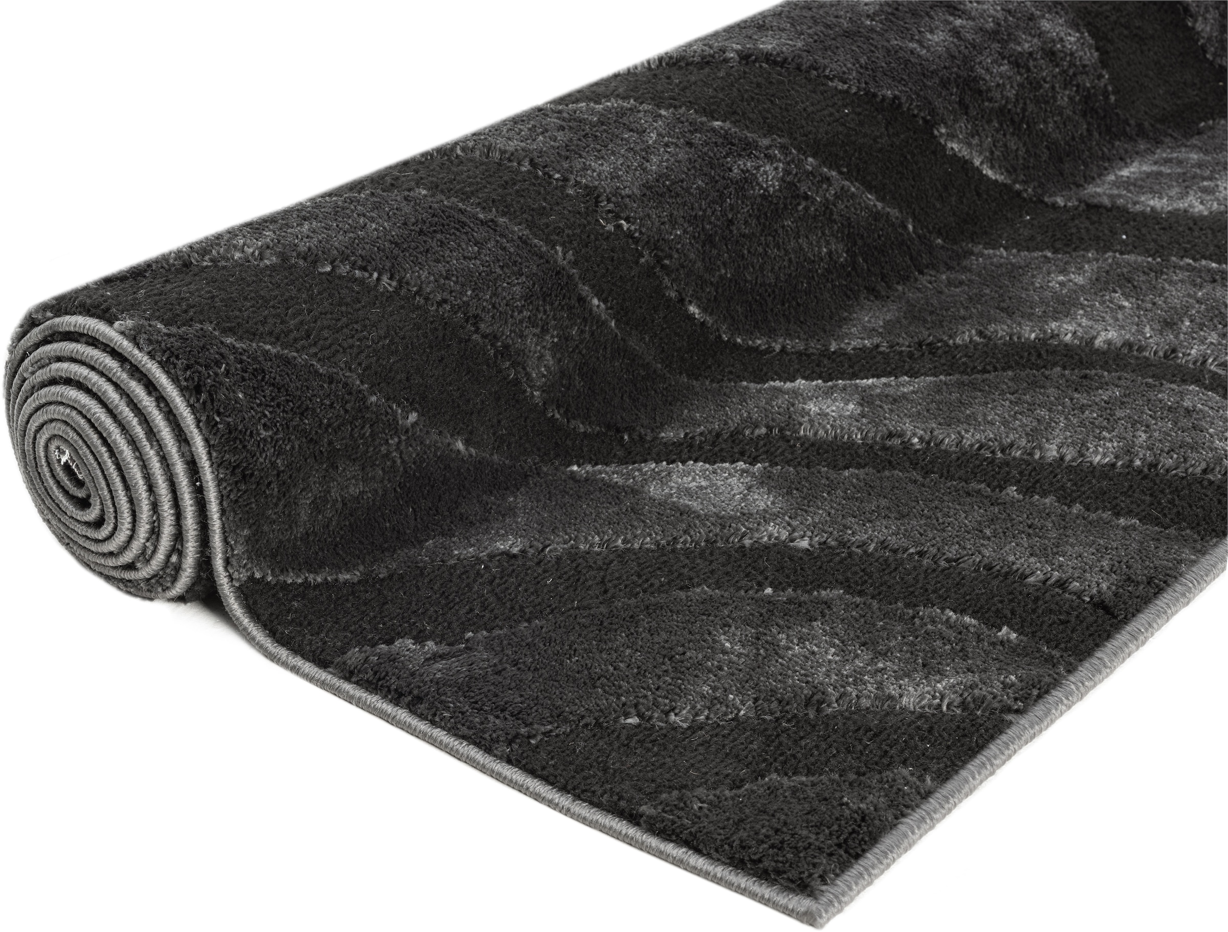 OTTO home Teppich »Benia, Hoch-Tief-Struktur« rechteckig 19 mm Höhe Wellen-Design, leichter Glanz, modern, Wohnzimmer, Schlafzimmer