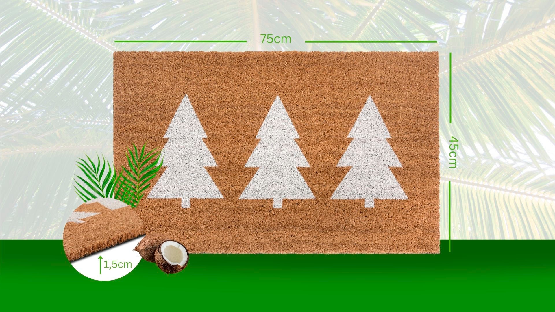 HANSE Home Fußmatte »Mix Mats Kokos Pine Trees«, rechteckig, 15 mm Höhe, Weihnachten, Schmutzfangmatte, Outdoor, Rutschfest, Innen, Kokosmatte