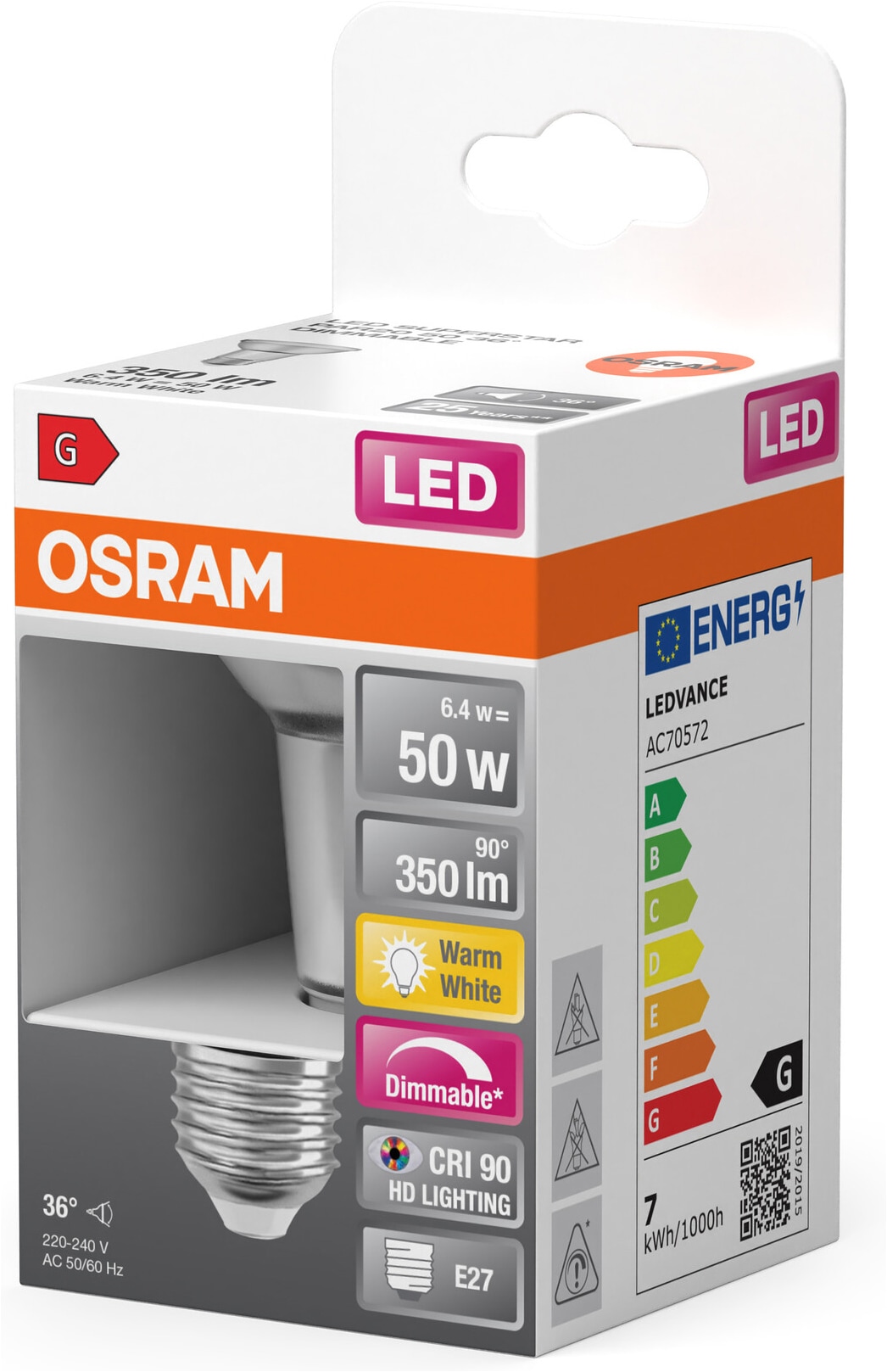 Osram LED-Leuchtmittel »LED SUPERSTAR PAR20 36°« E27 1 Stk. Warmweiß