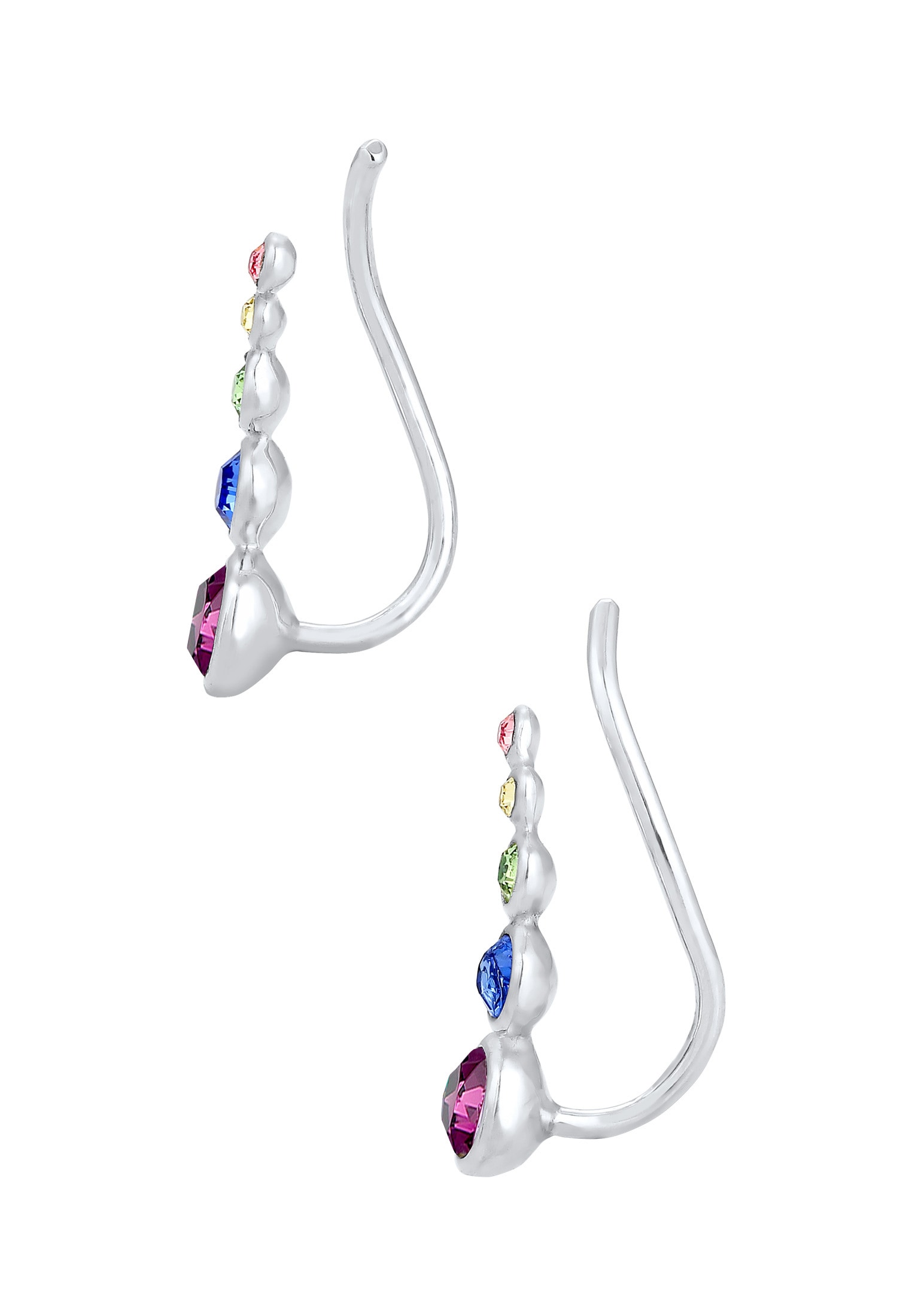 Elli Paar Ohrstecker »Ohrringe Earclimber Regenbogen Glas Kristalle 925 Sterling Silber«