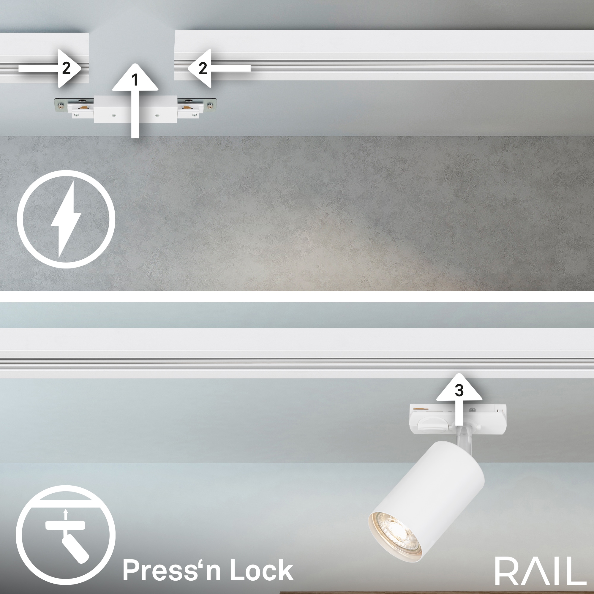 Briloner Leuchten Schienensystem-Sets »RAIL« GU10 9 Stk. Schienensystem Rail 1,5 m Weiß max. 9W Decke Wohnzimmer Büro Küche