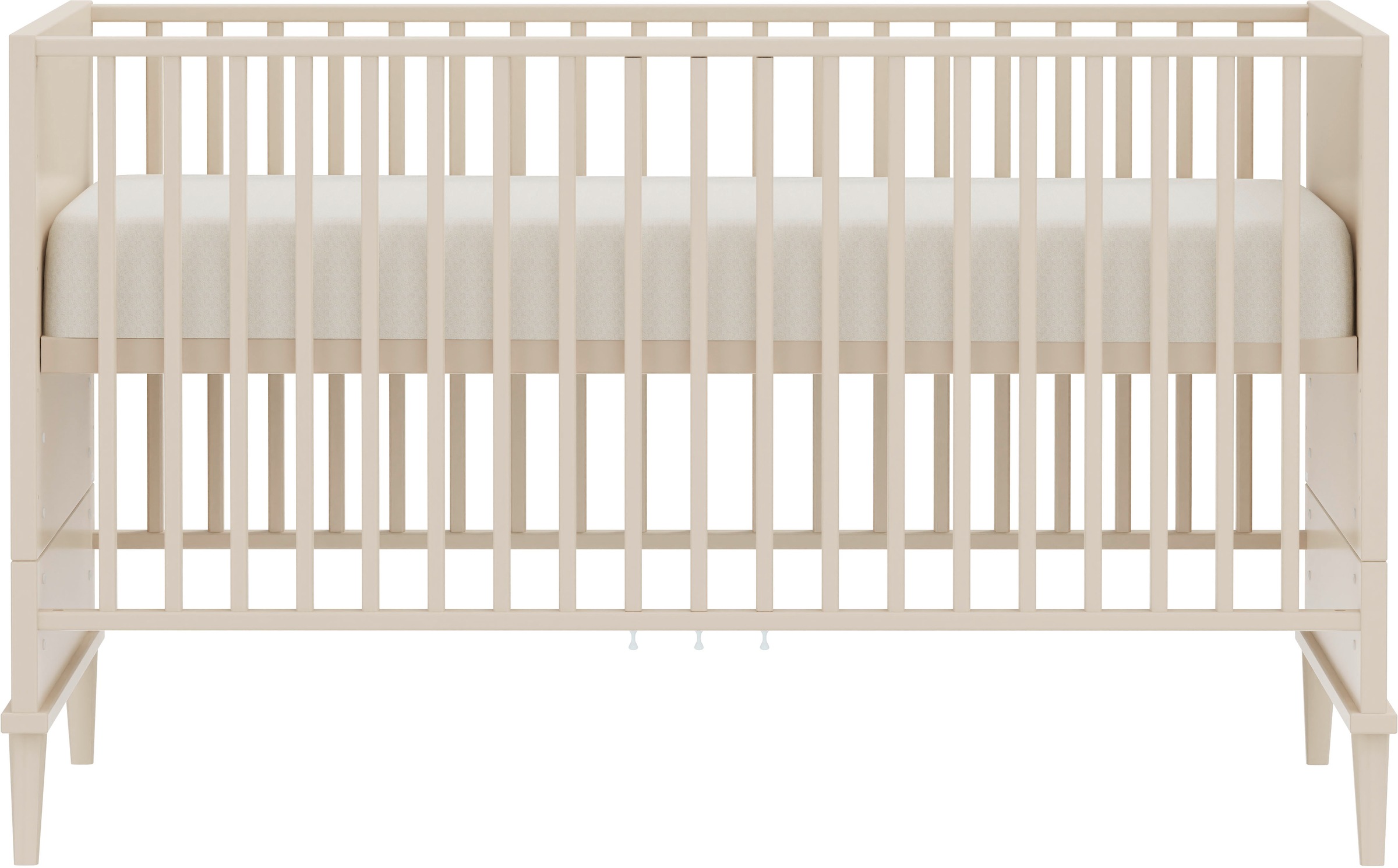 PAIDI Babybett »EEFJE 70x140cm in Beige, umbaubares Kinderbett mit Massivholz« Gitterbett 4-fach höhenverstellbar, entnehmbare Sprossen, Juniorbett