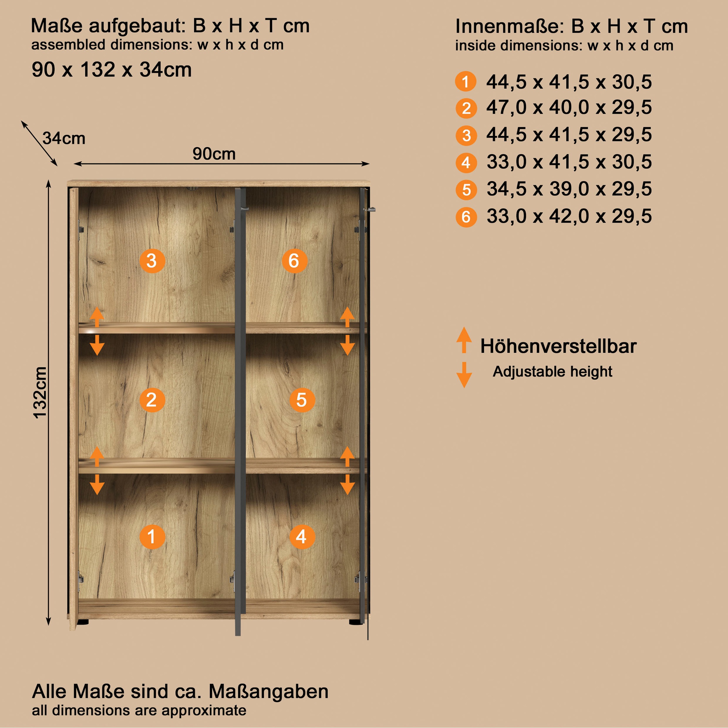 Home affaire Highboard »Estepona« 1 Stk. tlg. Vitrine, Tür mit Rillen-Optik, Breite 91 cm
