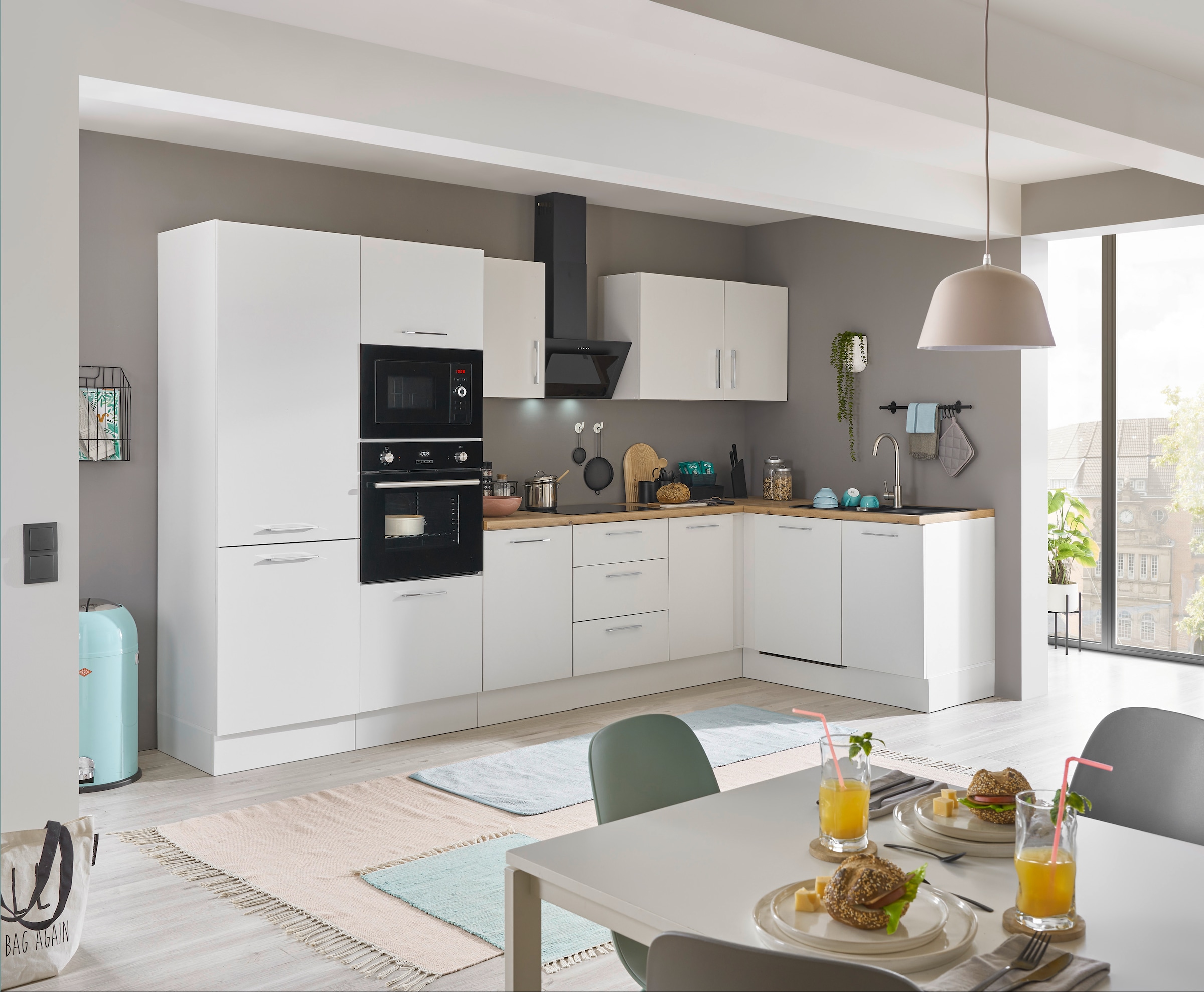 BASIC by Balculina Winkelküche »Turin«, Stellbreite 340x175 cm, wahlweise mit E-Geräten