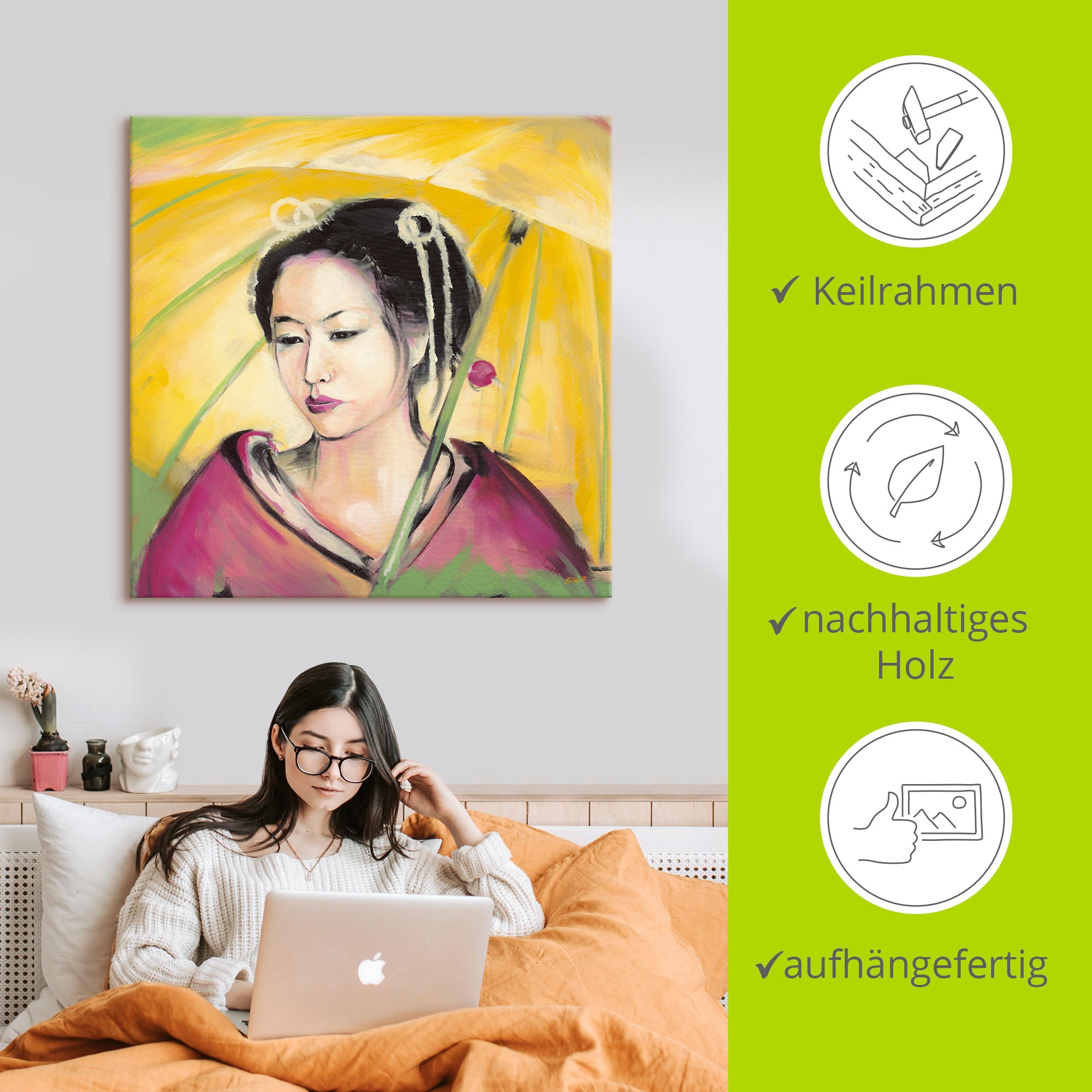 Artland Wandbild »Geisha«, Frau, (1 St.), als Leinwandbild, Wandaufkleber in verschied. Größen