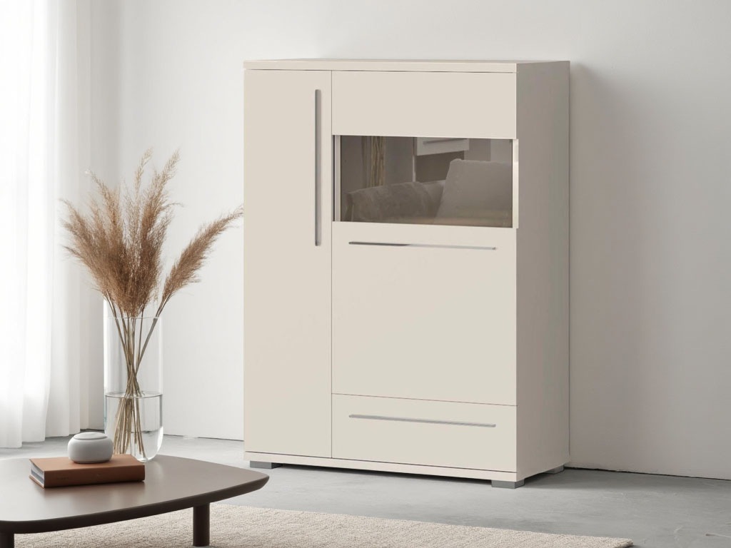 Places of Style Highboard »Piano Vitrine«, (H/B/T): 123/90/40,2cm), UV lackiert, Soft-Close Funktion