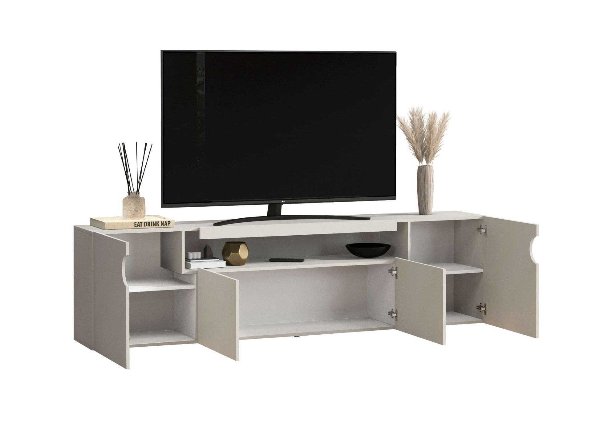 OTTO home Lowboard »REAL,Lowboard,TV-Kommode,TV-Möbel,TV-Bank« 1 Stk. tlg. Mit 4 Türen, davon 2 abgerundet, die ein ovales offenes Fach bilden