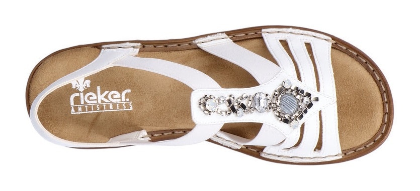 Rieker Riemchensandale, Sommerschuh, Sandalette, Keilabsatz, mit Schmucksteinen besetzt