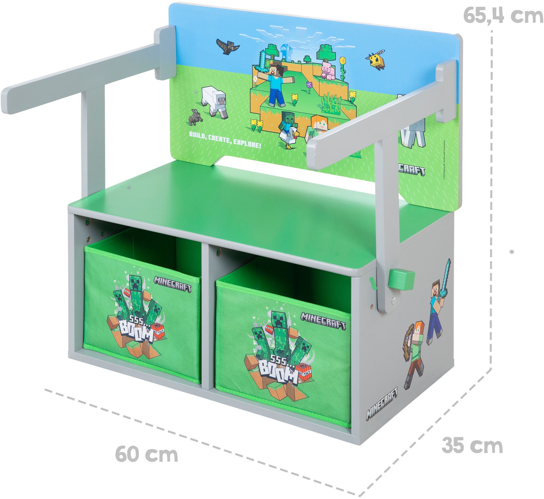 Phoenix Sitzbank »Minecraft Spielbank« 3 Stk. tlg. umklappbar zu einer Spielebank mit Tisch