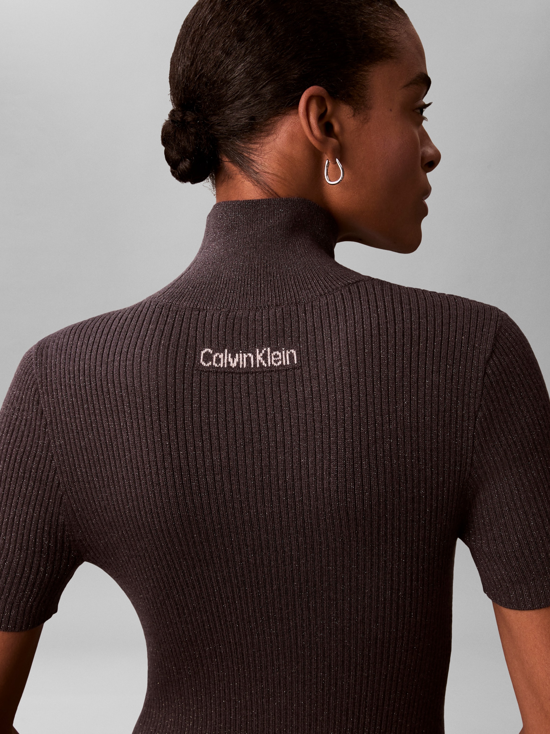 Calvin Klein Jeans Minikleid Ohne Tasche Figurbetonte Passform mit Stehkragen