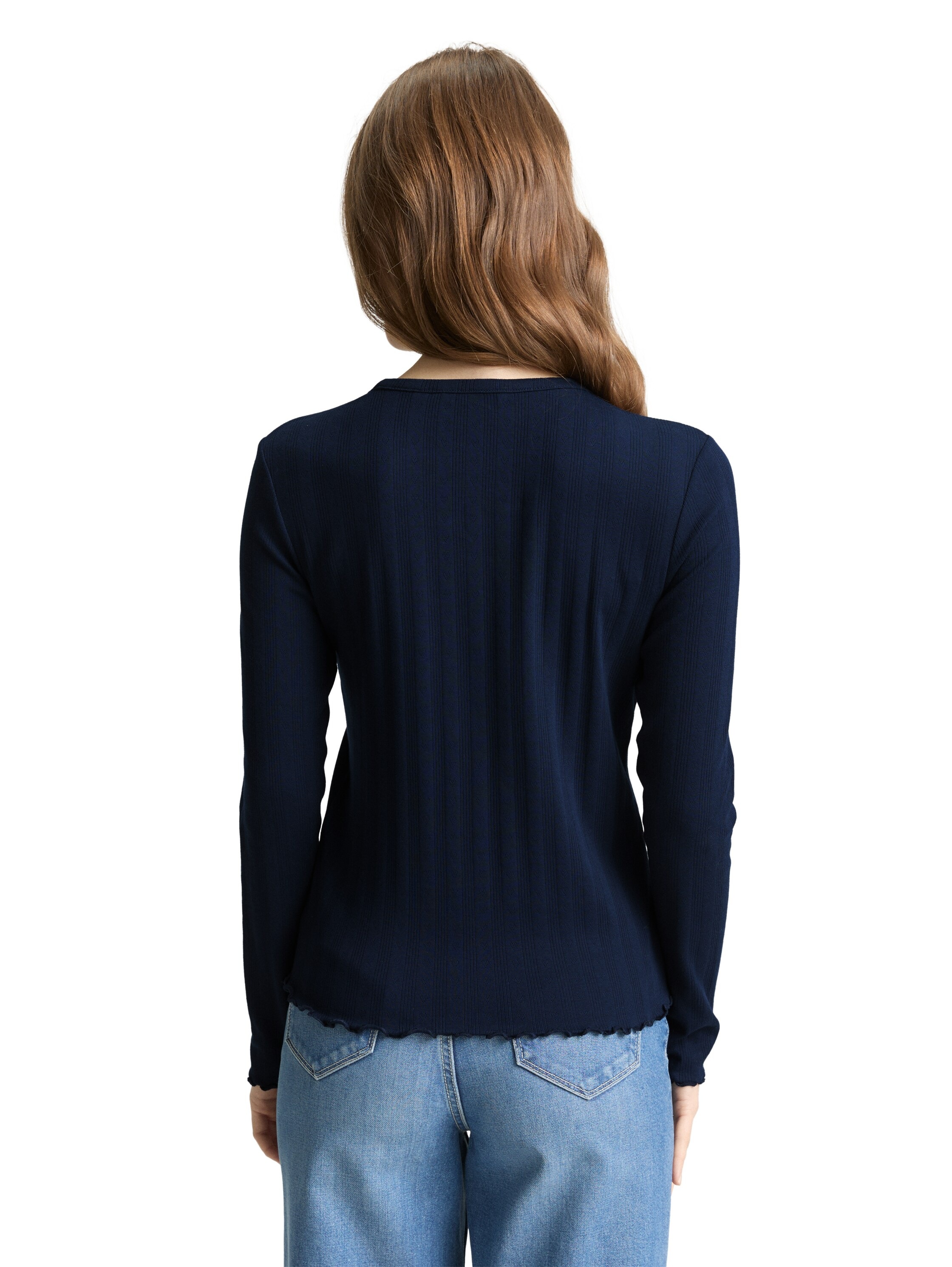 TOM TAILOR Denim Langarmshirt mit gewelltem Abschluss