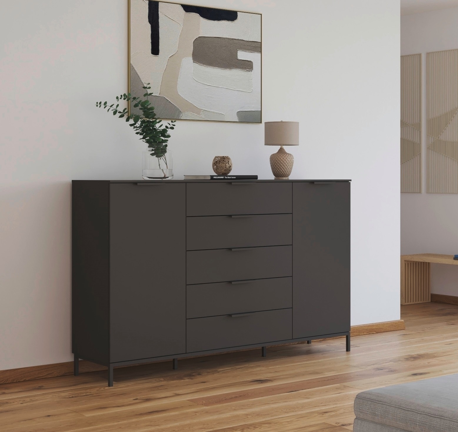 rauch Kombikommode »Kommode Türkommode Sideboard Kombikommode FLIPP« Breite 160/180 cm mit 4 Einlegeböden,  2-türig mit  5 Schubladen und Soft-Close-Funktion in zwei Breiten