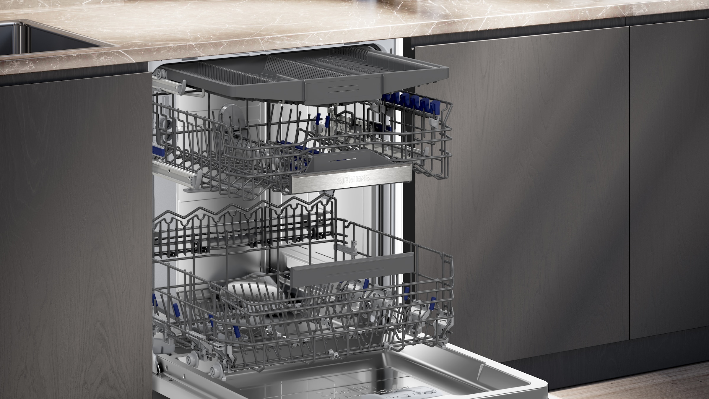 SIEMENS vollintegrierbarer Geschirrspüler iQ500 »SX65ZX17CE« 14 tlg. Maßgedecke