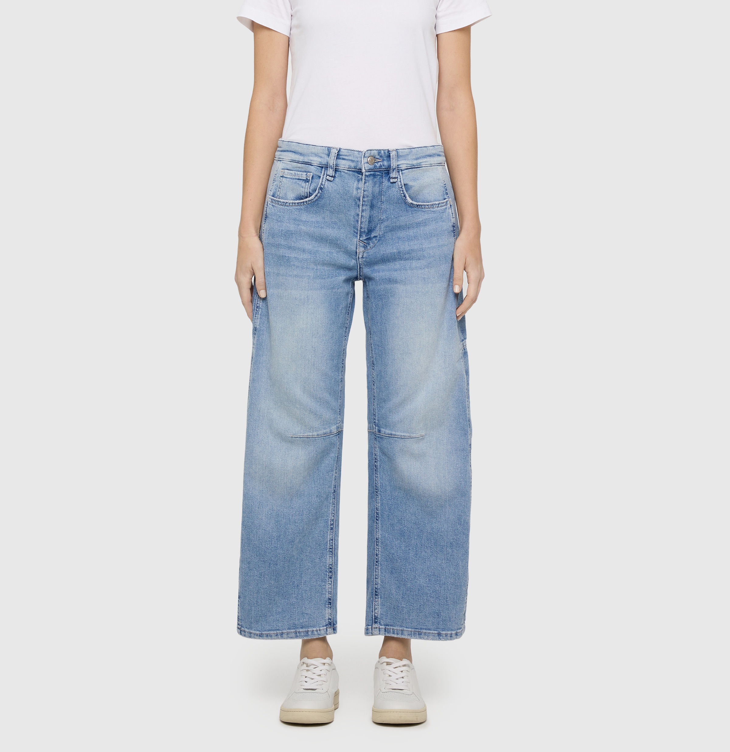 MAC 5-Pocket-Jeans »OHIO Barrel« Barrel Fit, Naht-Detail auf Kniehöhe