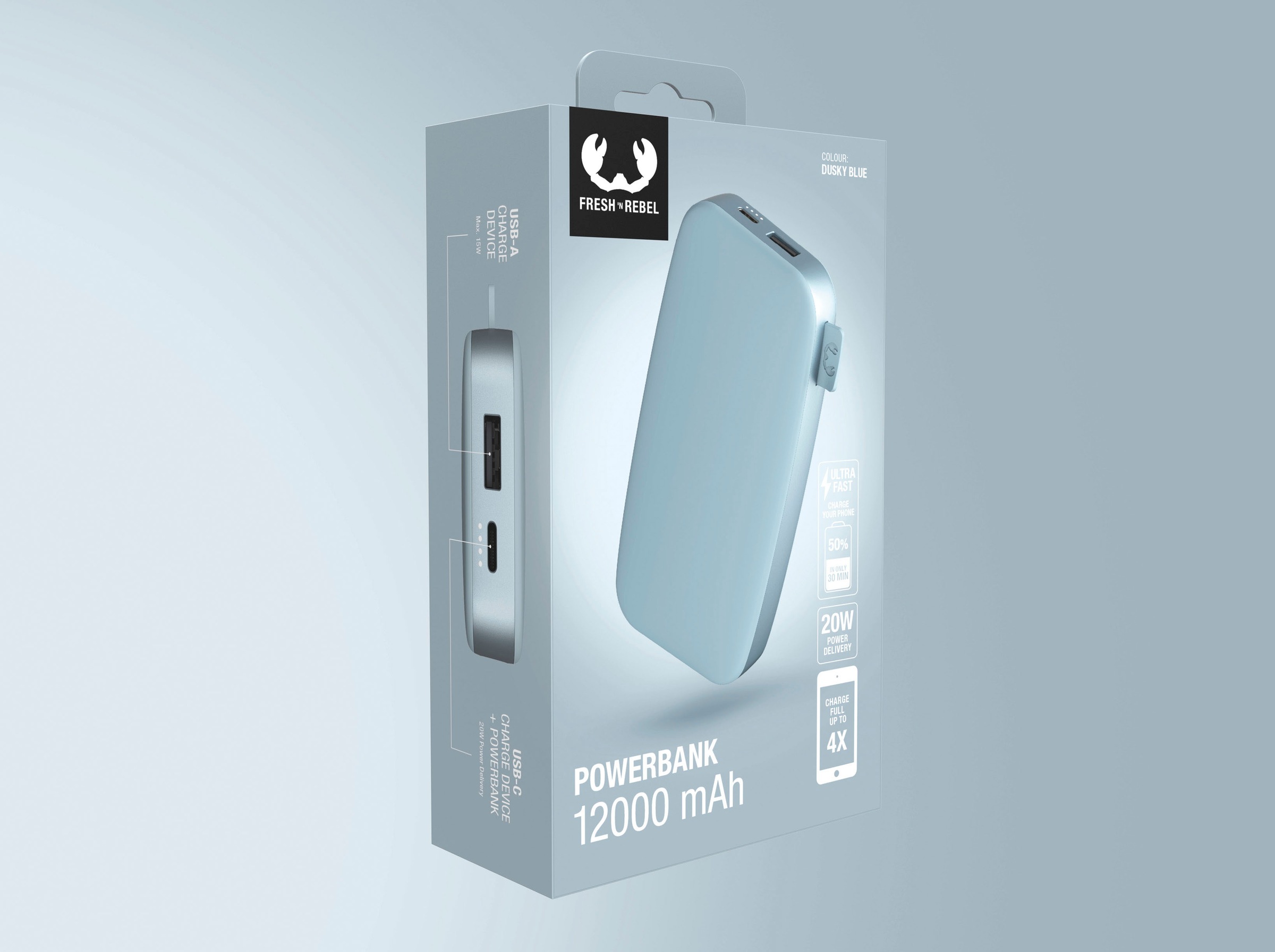 Fresh´n Rebel Powerbank »Power Pack 12000mAh mit USB-C, Ultra Fast Charge & 20W PD«