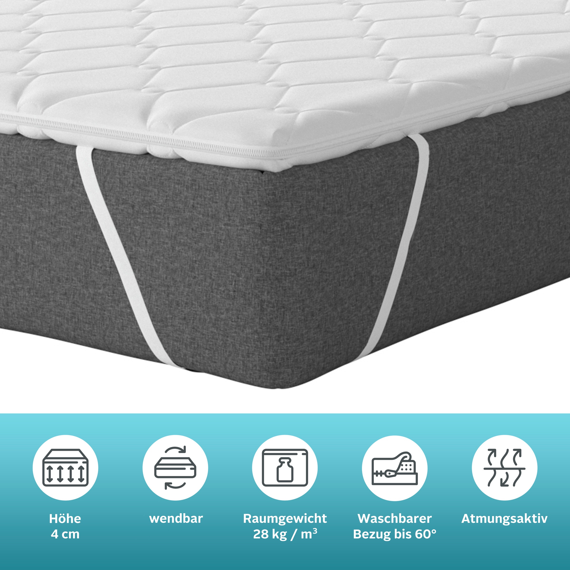 Älgdröm Topper »Stetind, Topper 90x200 cm,180x200 cm«, (1 St.), Matratze, Boxspringbett, Allergiker geeignet (Hausstauballergiker)