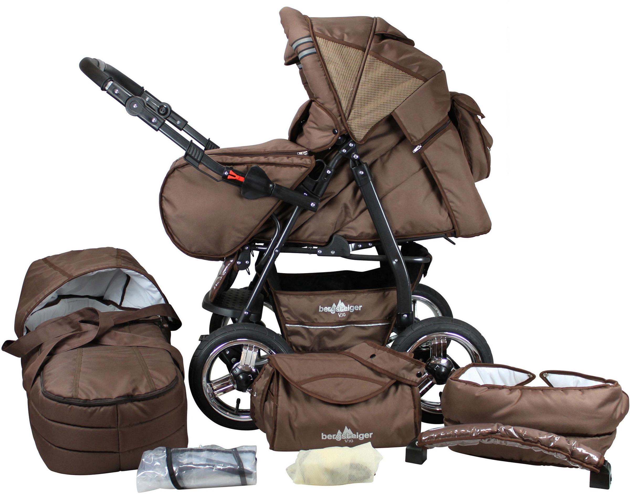 bergsteiger Kombi-Kinderwagen »Rio, chocolate, 3in1«, mit Lufträdern; Made in Europe