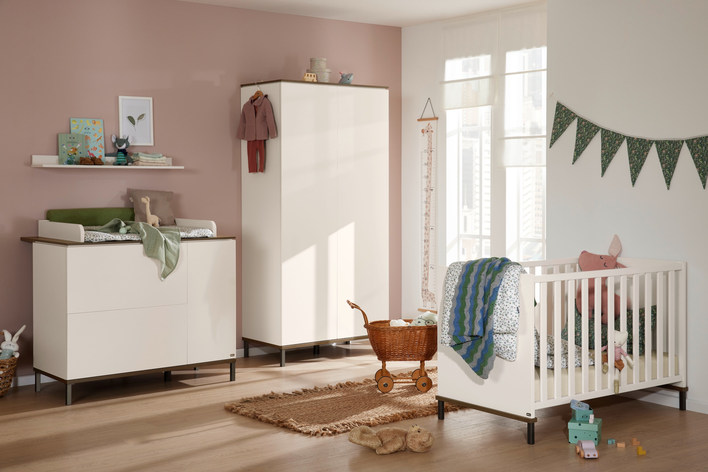 YUNY by PAIDI Babybett »LOVELY ALIV in Off-White« Gitterbett höhenverstellbar, Kinderbett