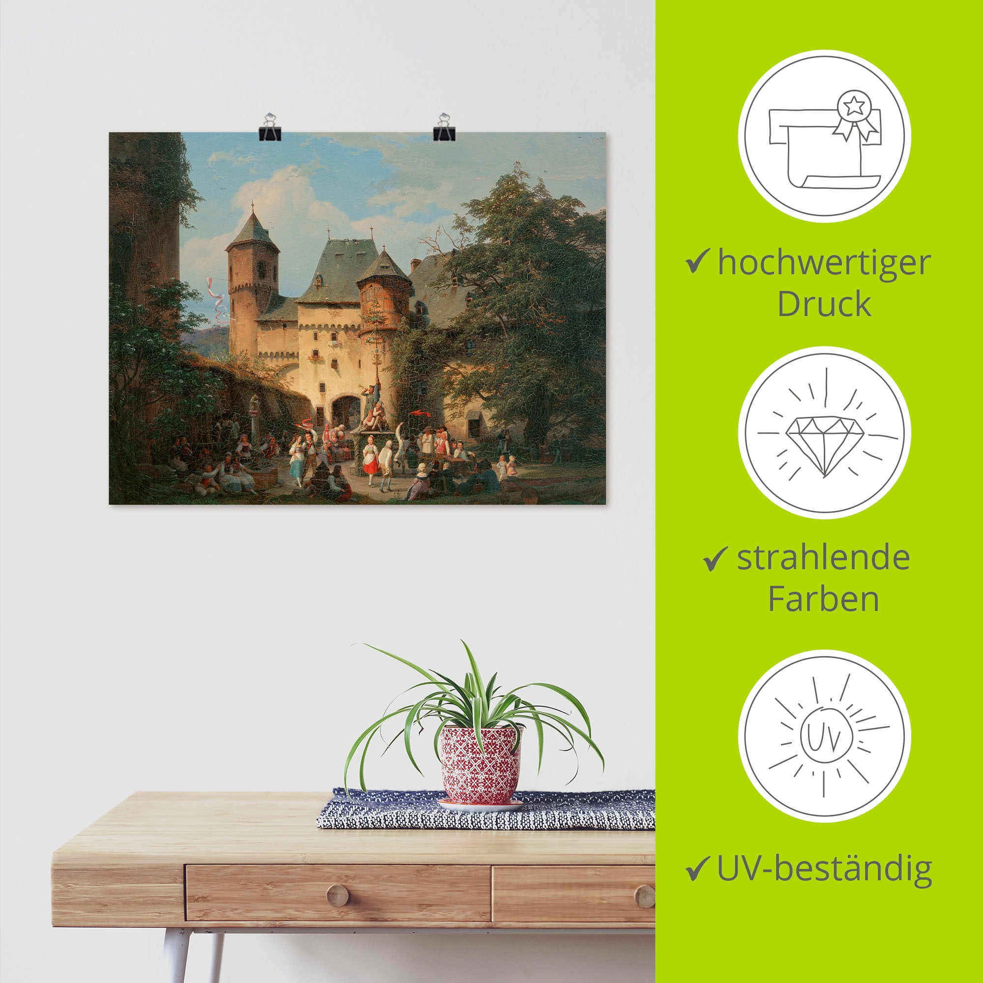 Artland Kunstdruck »Festszene im Vorhof einer Burg«, historische Ereignisse, (1 St.), als Alubild, Leinwandbild, Wandaufkleber oder Poster in versch. Größen