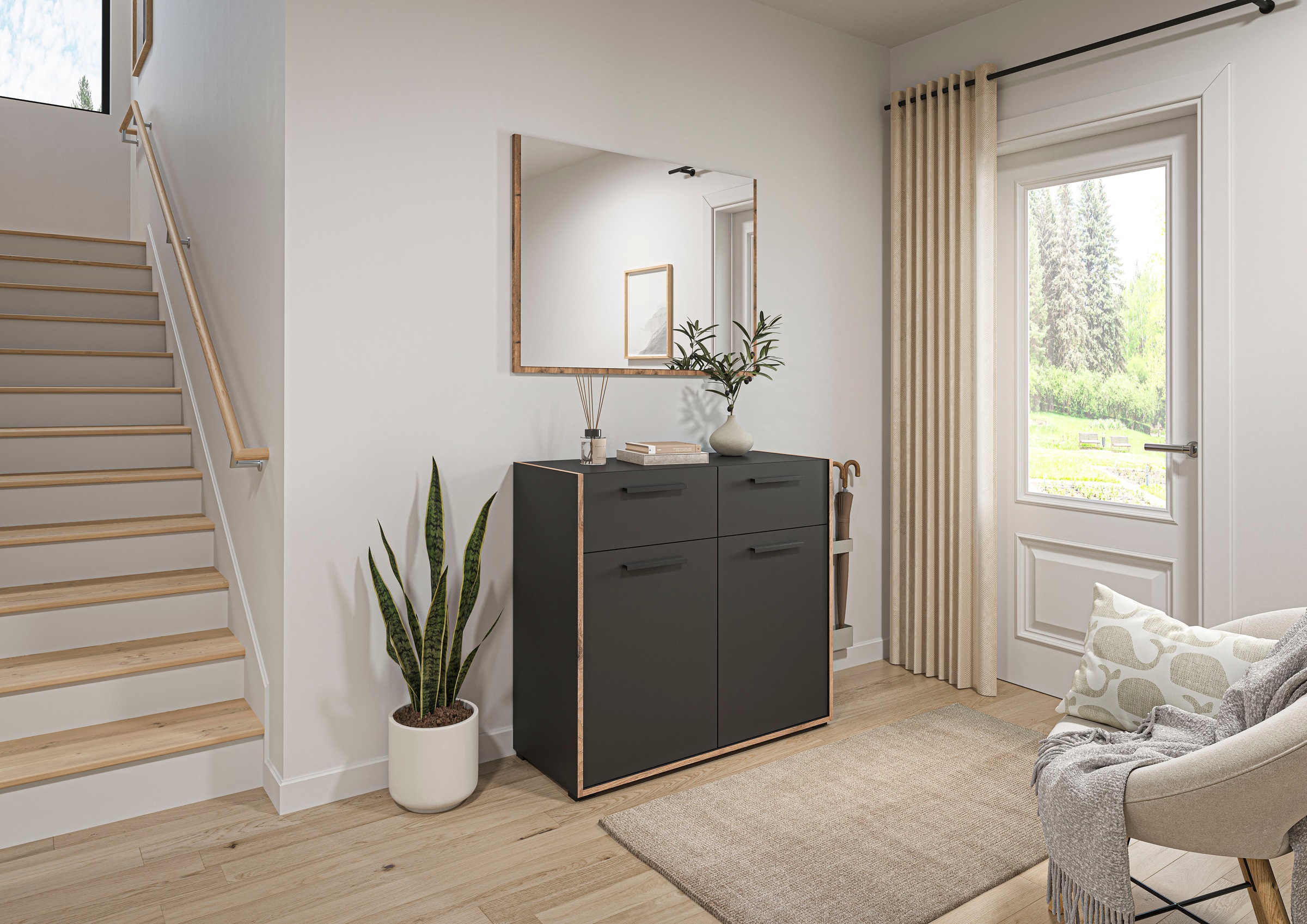 INOSIGN Garderoben-Set »MUSTA, 2-teilig, bestehend aus: Kommode & Garderobenspiegel«