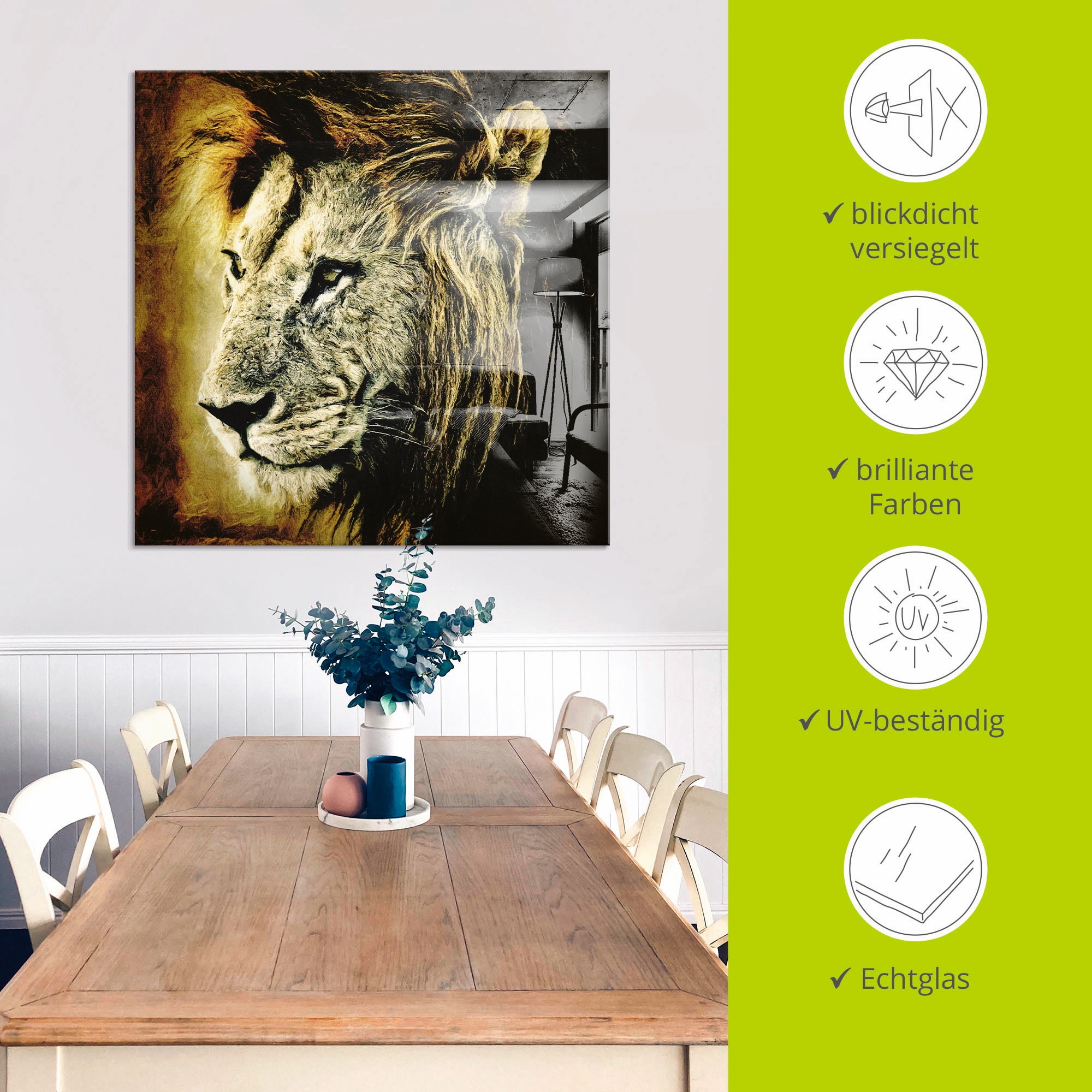 Artland Glasbild »Löwe«, Wildtiere, (1 St.), in verschiedenen Größen