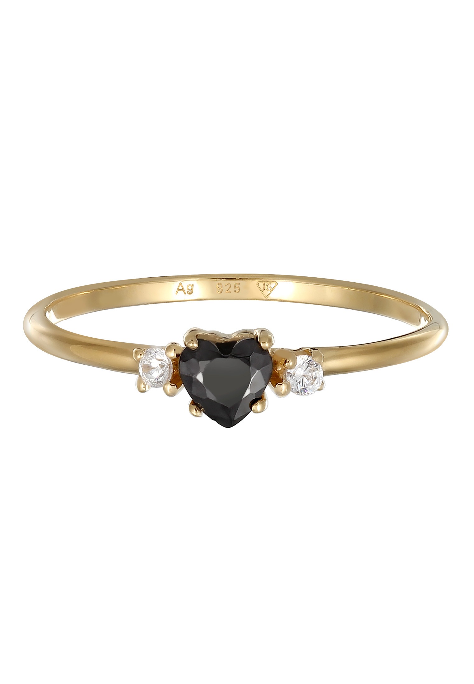 Elli Silberring »Ring Herz Zirkonia Schwarz Liebe 925 Sterling Silber«