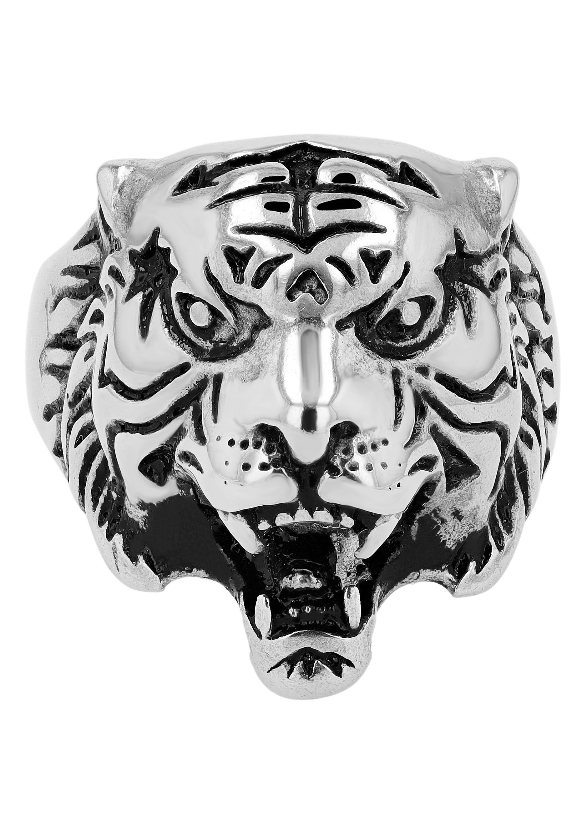 AKZENT Fingerring »aus Edelstahl mit Tigerkopf«