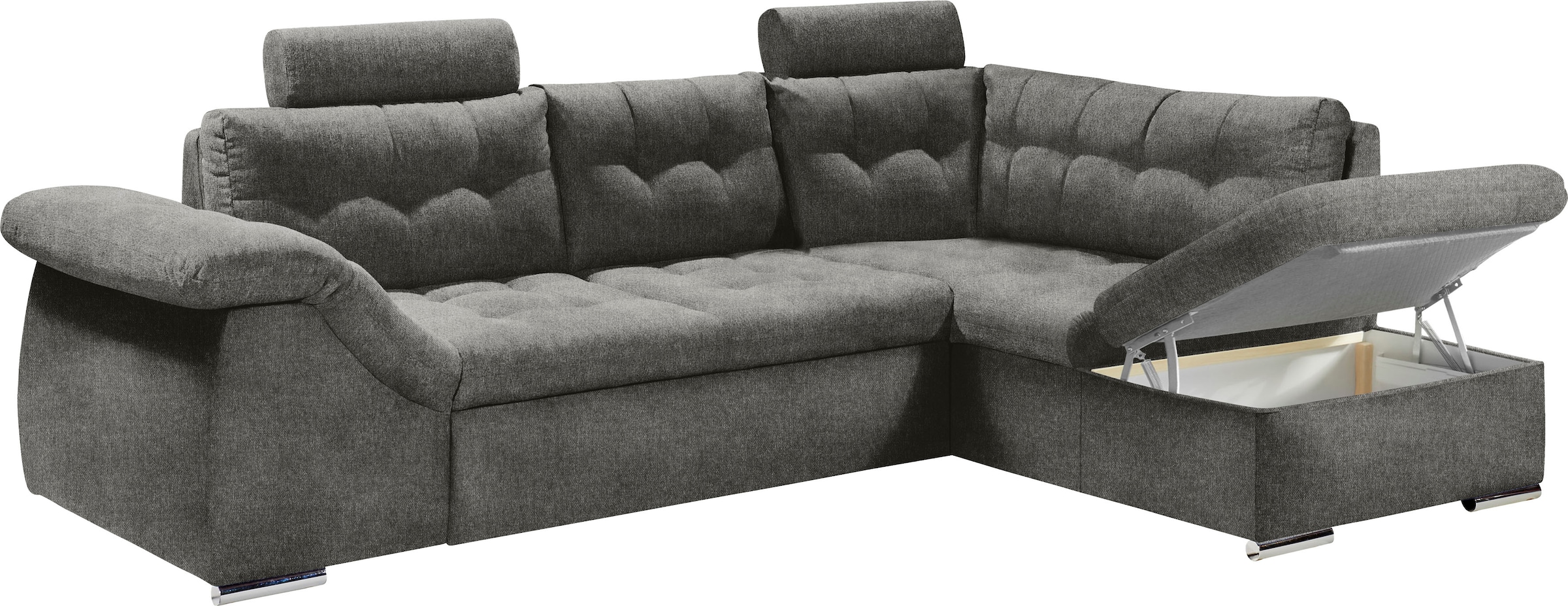 ED EXCITING DESIGN Ecksofa Oman, mit Bettfunktion, Bettkasten, Armteilverstellung und  Kopfstützen