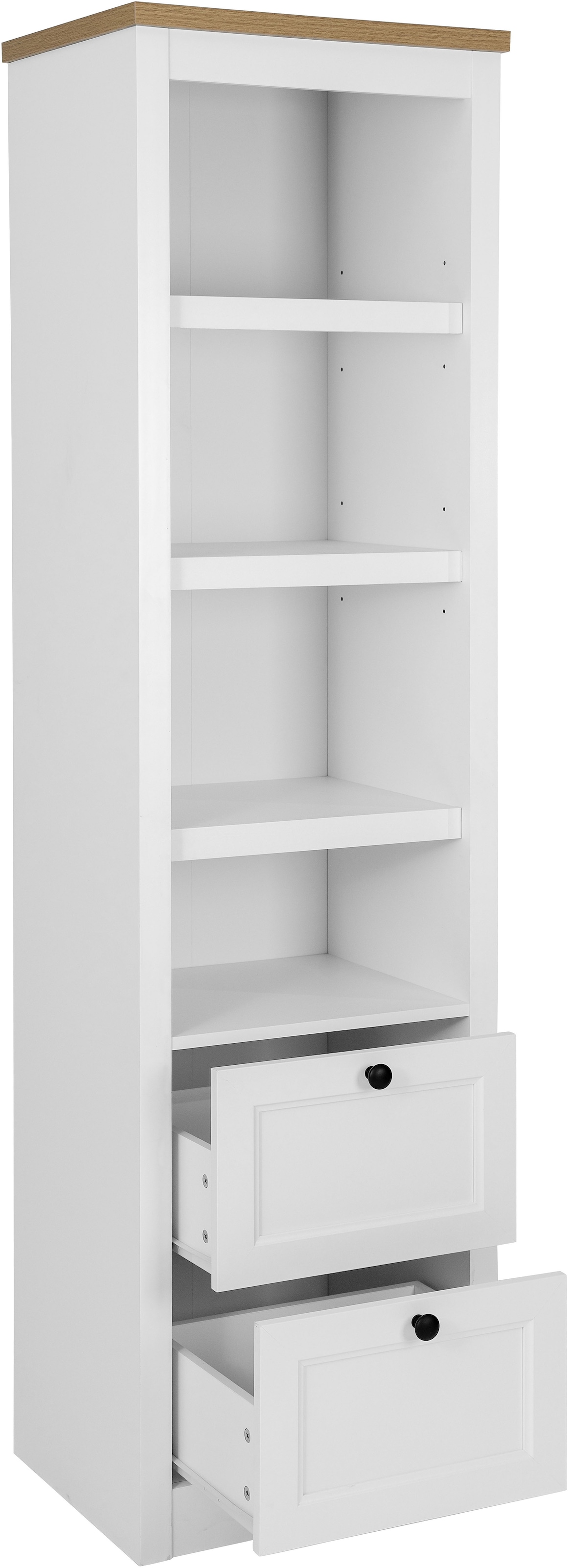 OTTO home Vitrine »Rigny« aus MDF, mit Holz-Zierleiste, schwarzem Metallgriff