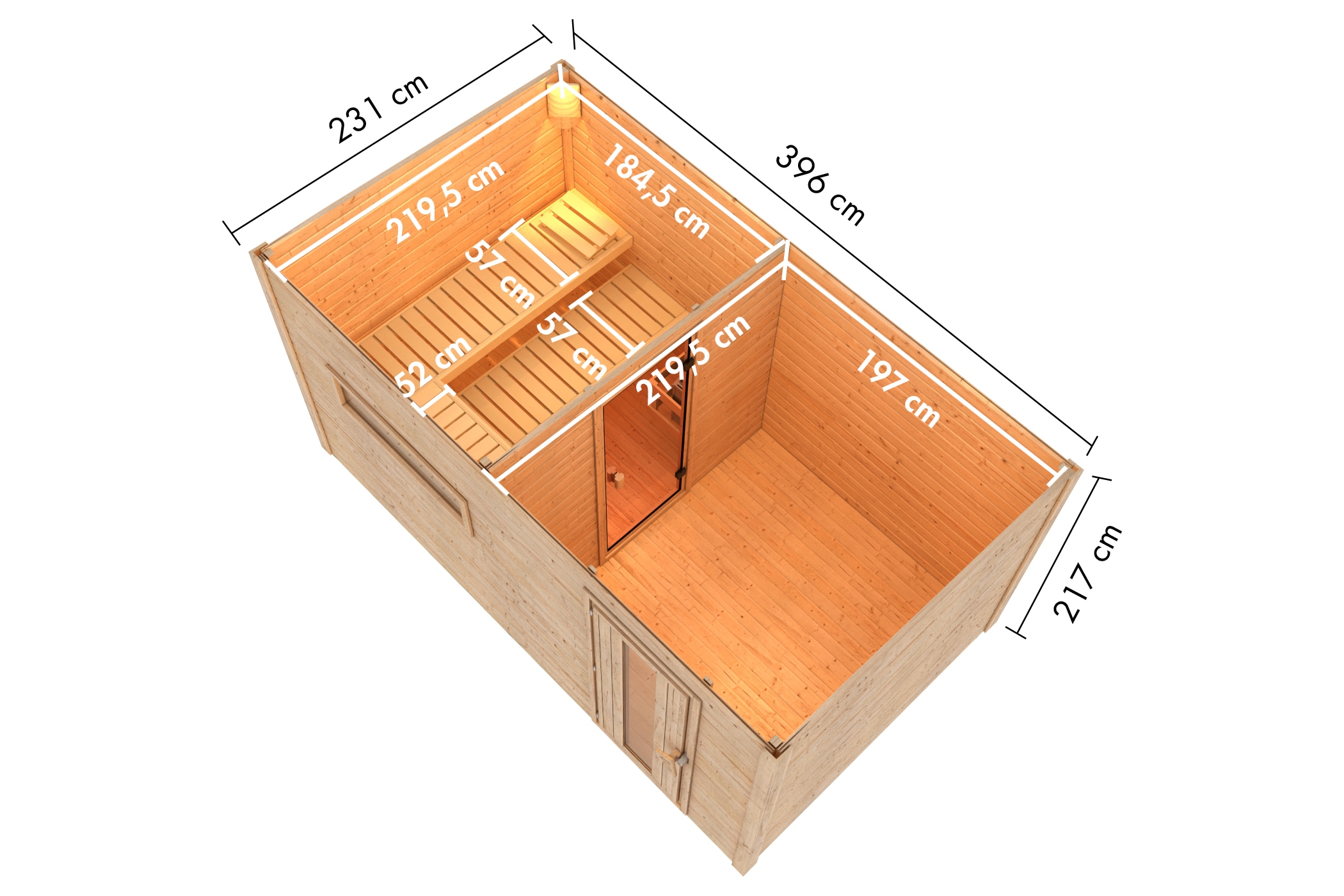 KONIFERA Saunahaus »Trontheim XXL« Saunaofen mit eingebauter Steuerung 9 kW