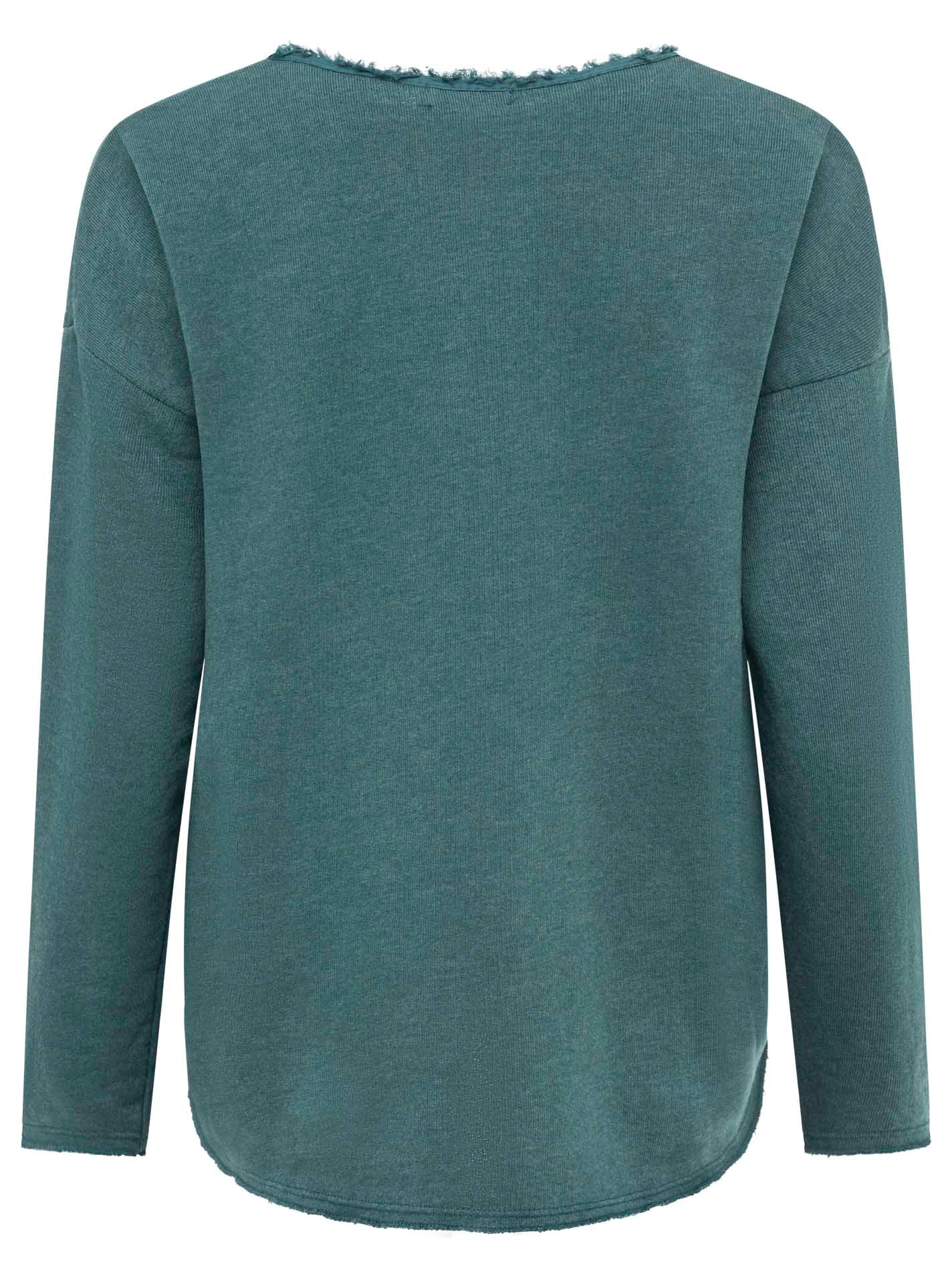 Zwillingsherz Sweatshirt »"Positive Mind"«, Mit V-Ausschnitt im Used Look und Stempeldruck