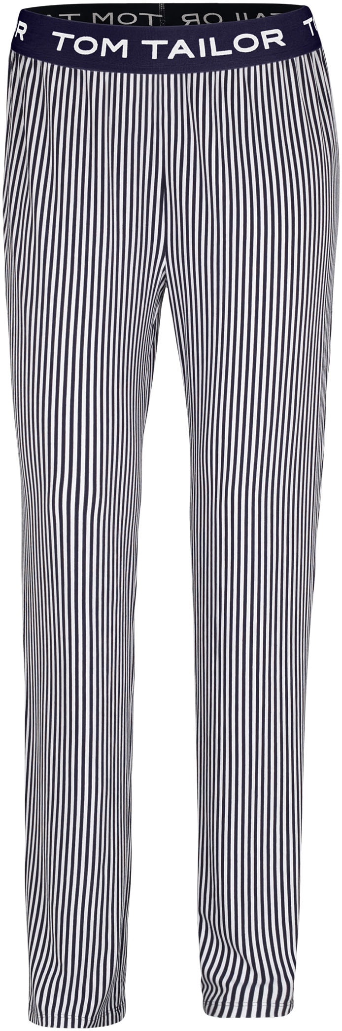 TOM TAILOR Loungehose »Florence«, Logobund, Streifendesign, locker, elastisch, atmungsaktiv, Viskosemix