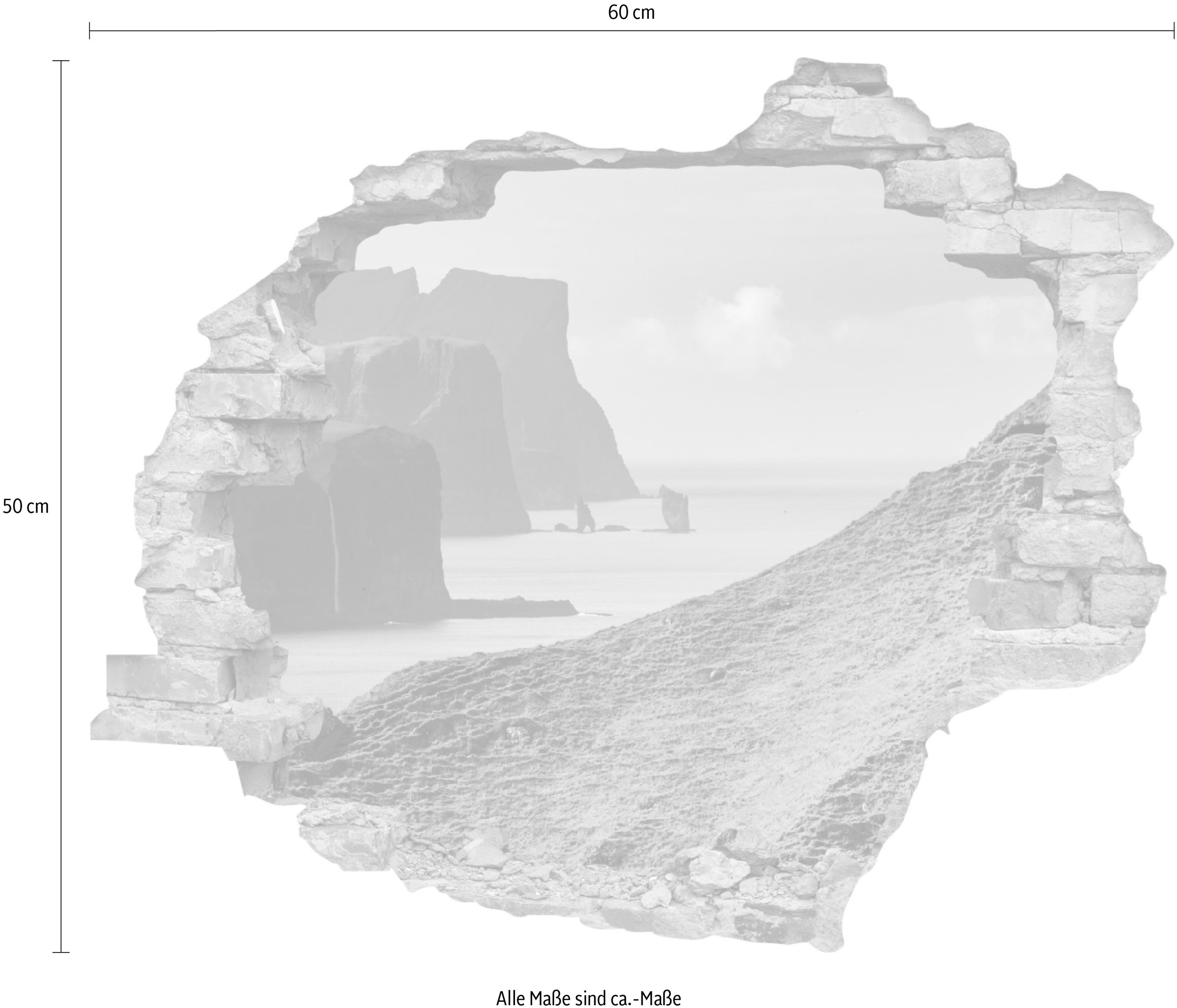 queence Wandtattoo »Fjord« Wandsticker, Wandbild, selbstklebend, 3D, Wanddurchbruch