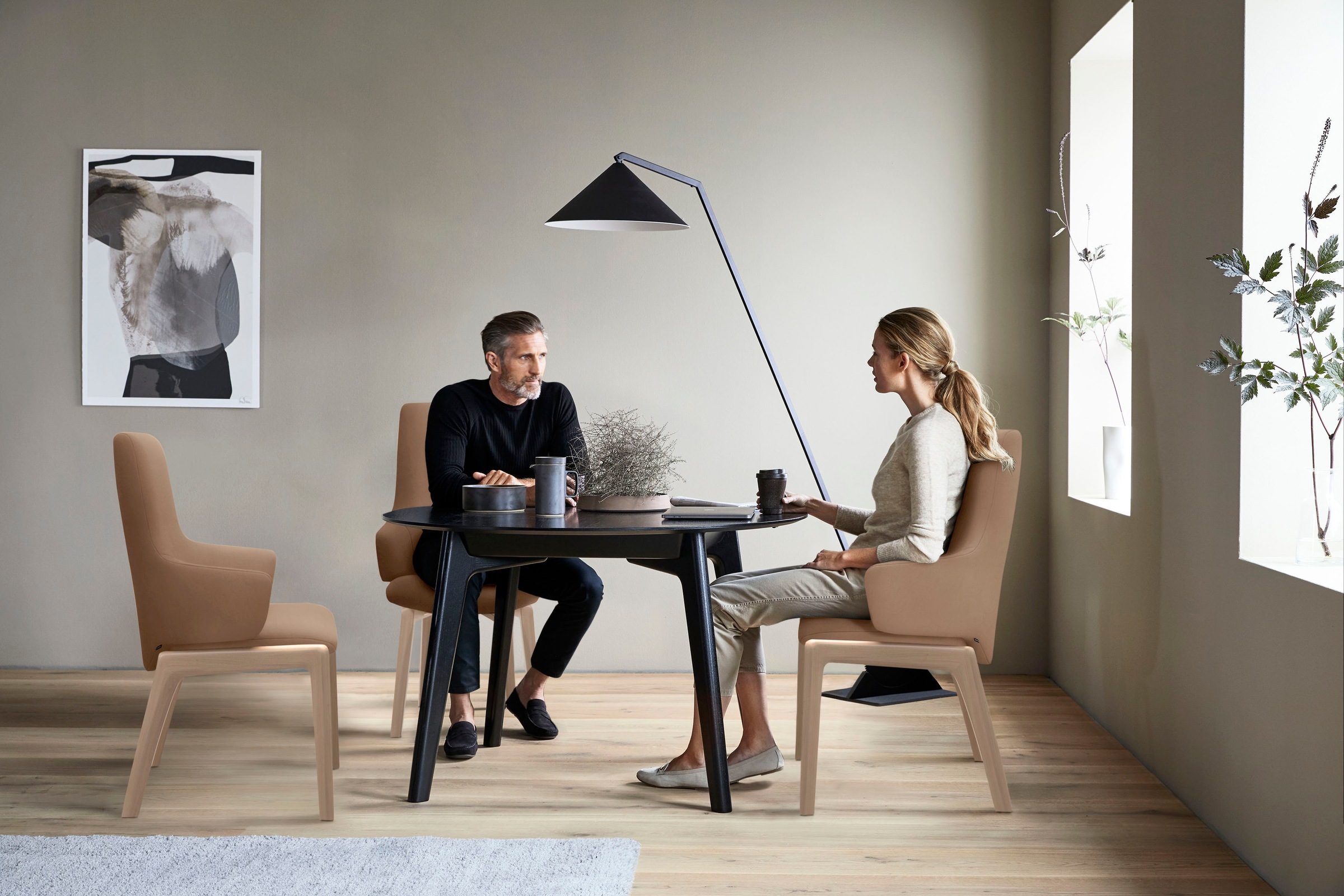 Stressless® Polsterstuhl »Laurel« () High Back mit Armlehne, Größe L, mit abgerundeten Beinen in Schwarz