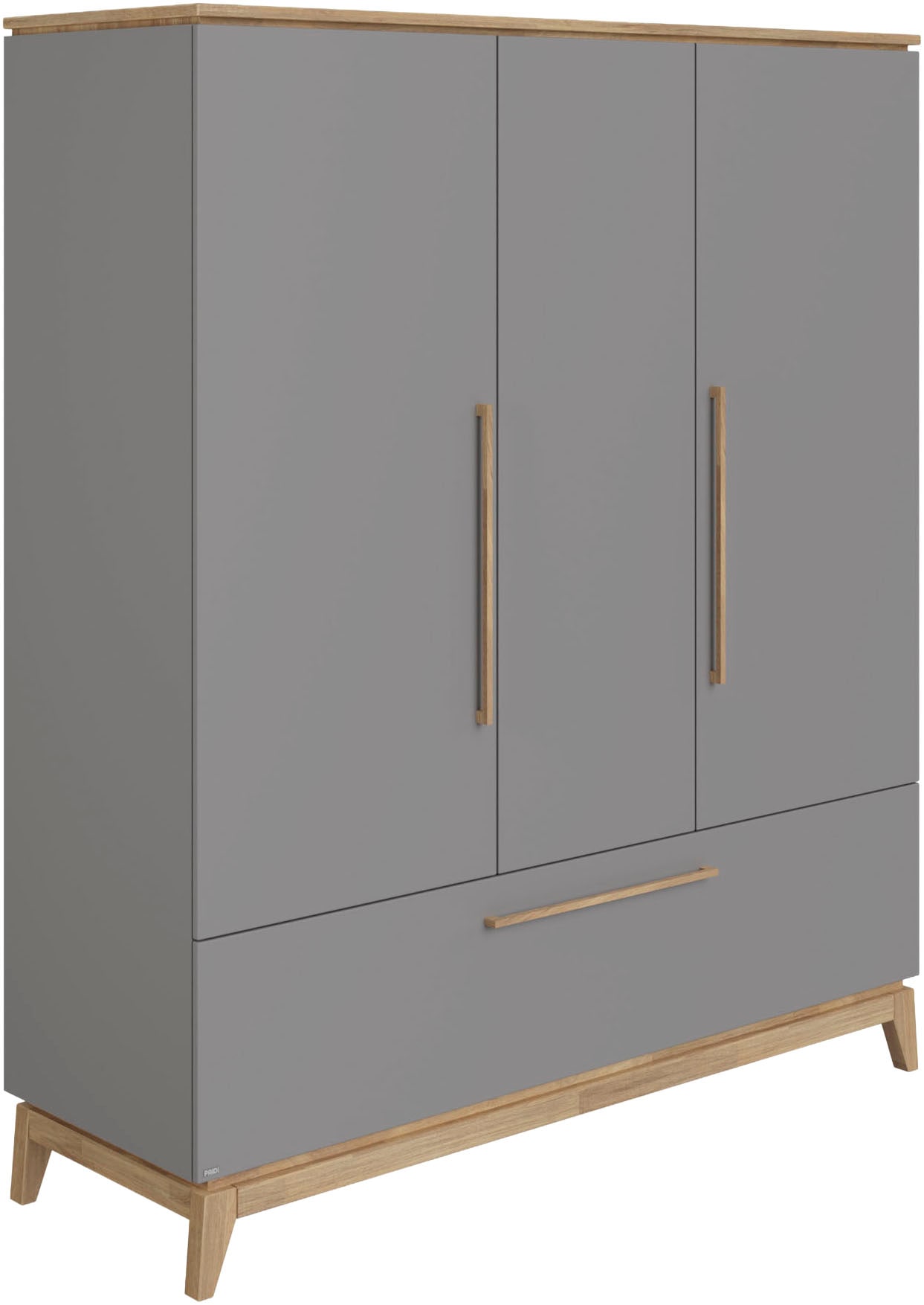 PAIDI Kleiderschrank »STIENE in Beige oder Grau, 3 Türen und 1 Schublade mit Soft-Close« B/H/T ca. 170/200/57cm,  inkl Kleiderstange + Einlegeböden, Kleiderschrank mit Eiche Massivholz